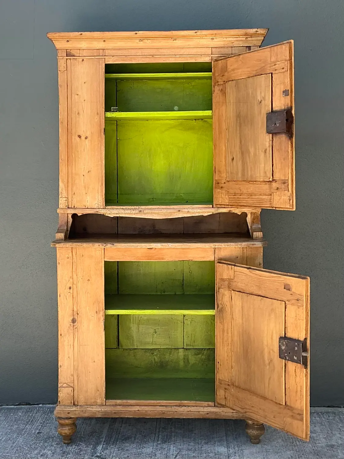 Vintage Primitive Knotty Pine Stacked Pantry - Side view
