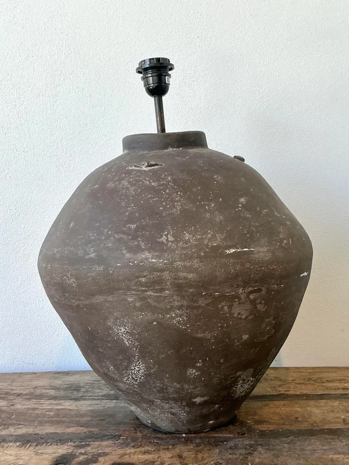 Vintage Primitive Matte Ceramic Lamp - Side view