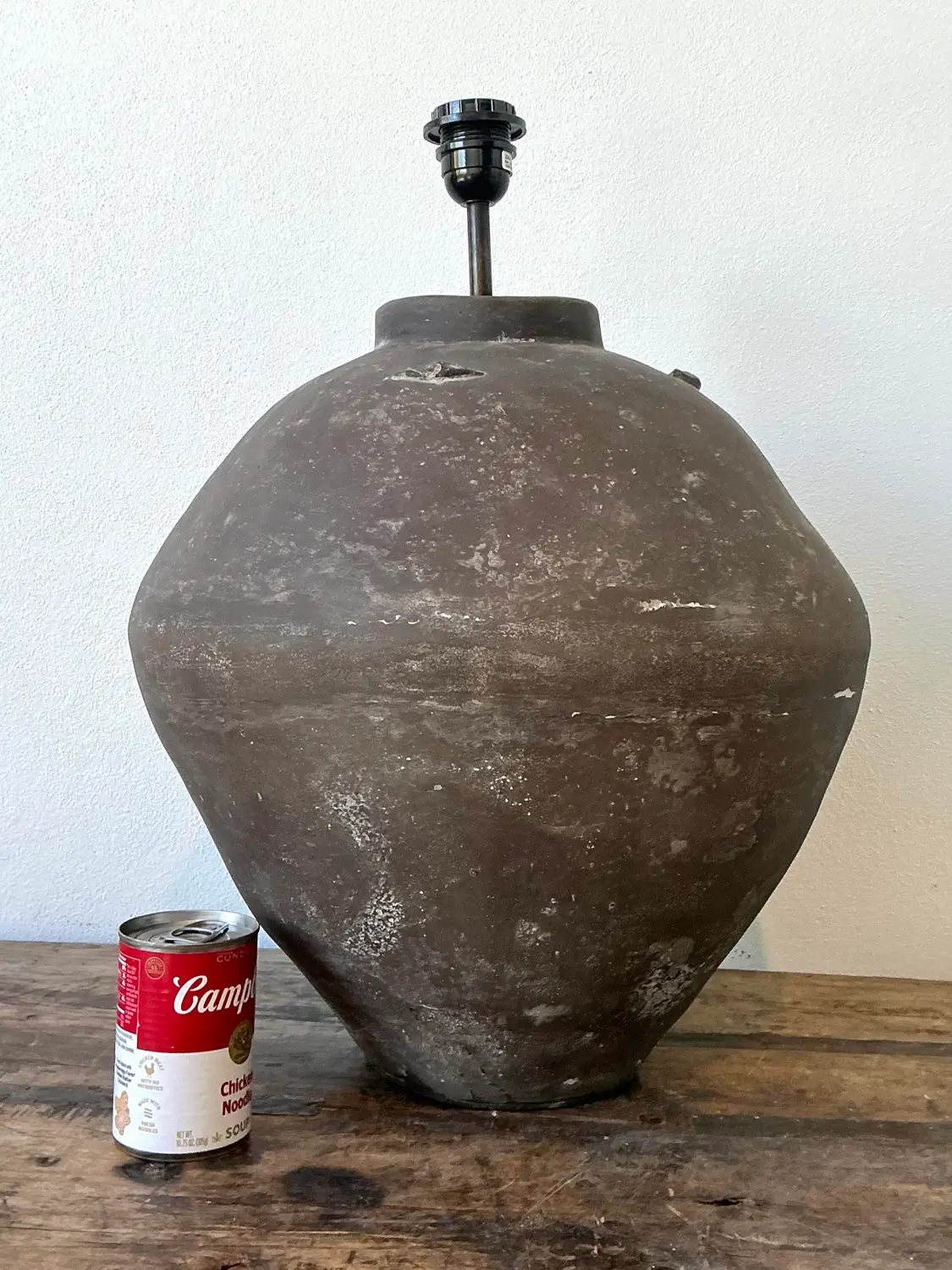Vintage Primitive Matte Ceramic Lamp - Back view