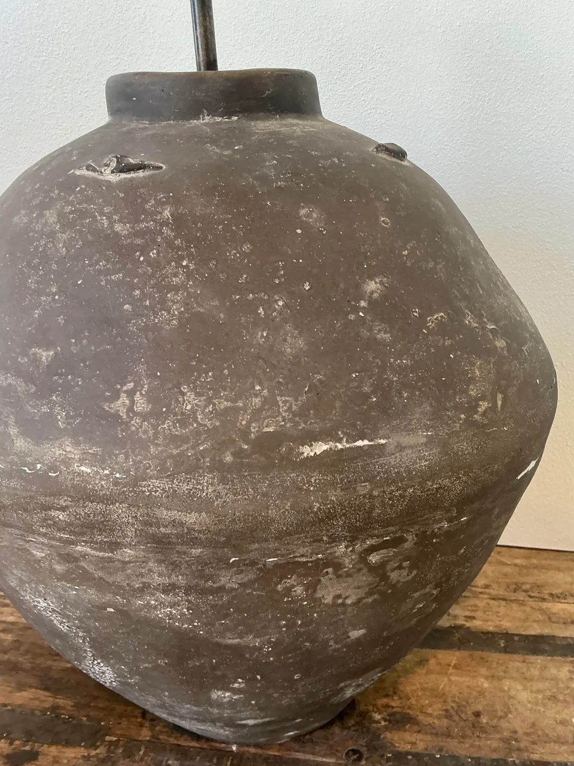Vintage Primitive Matte Ceramic Lamp - Top view