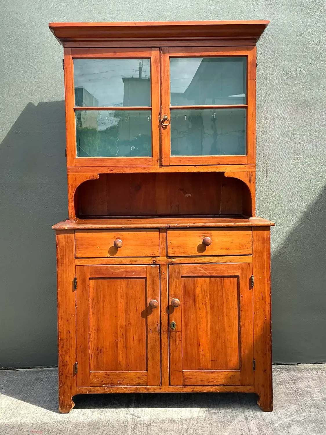 Vintage Primitive Pine Hutch - Side view