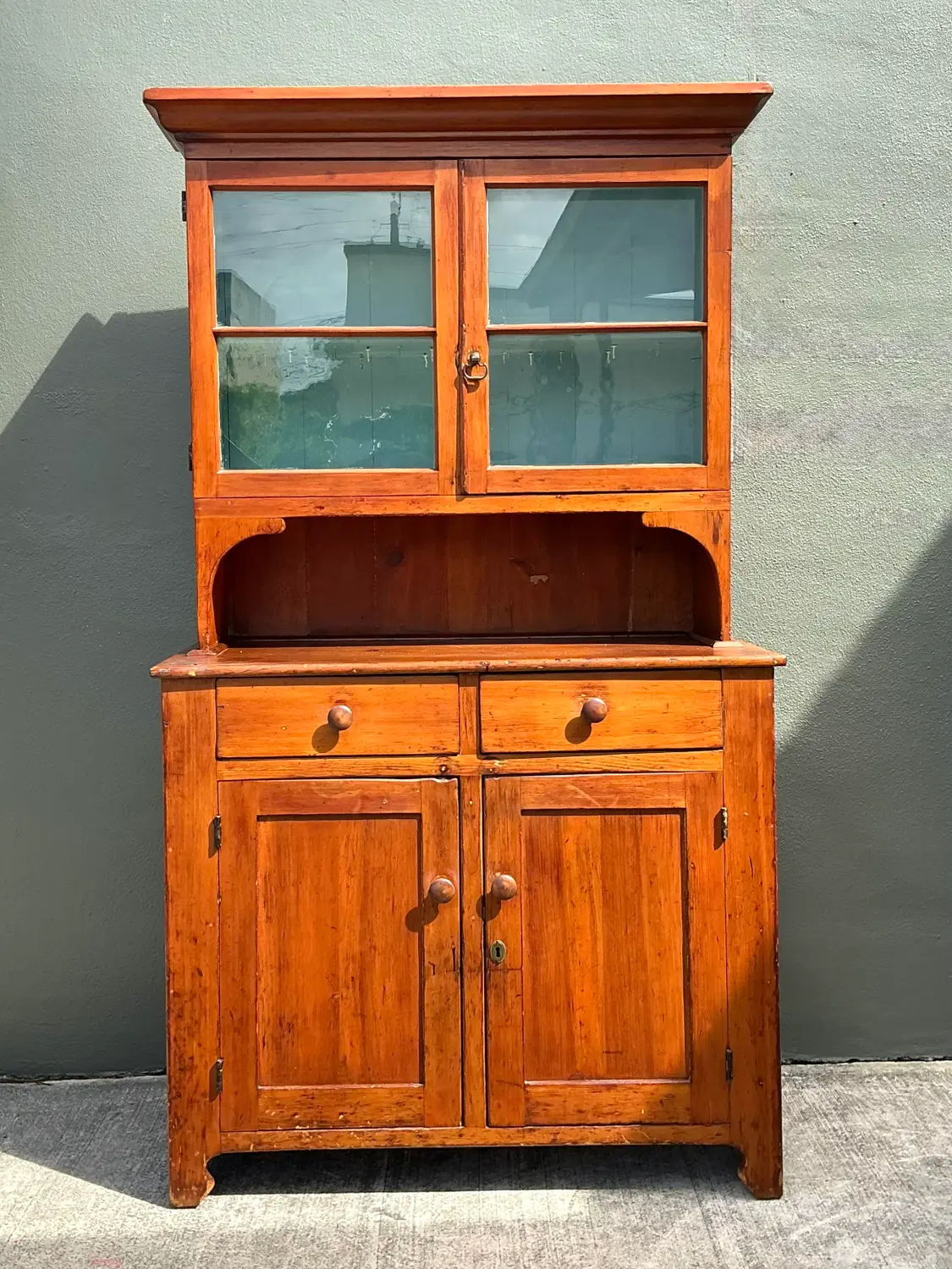 Vintage Primitive Pine Hutch - Back view