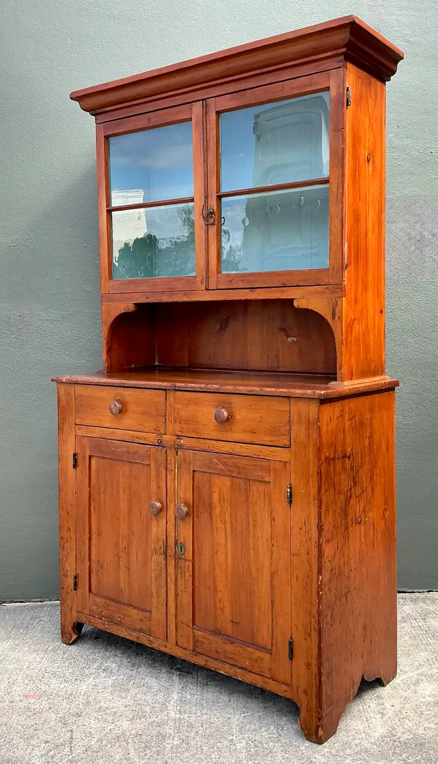 Vintage Primitive Pine Hutch - Top view