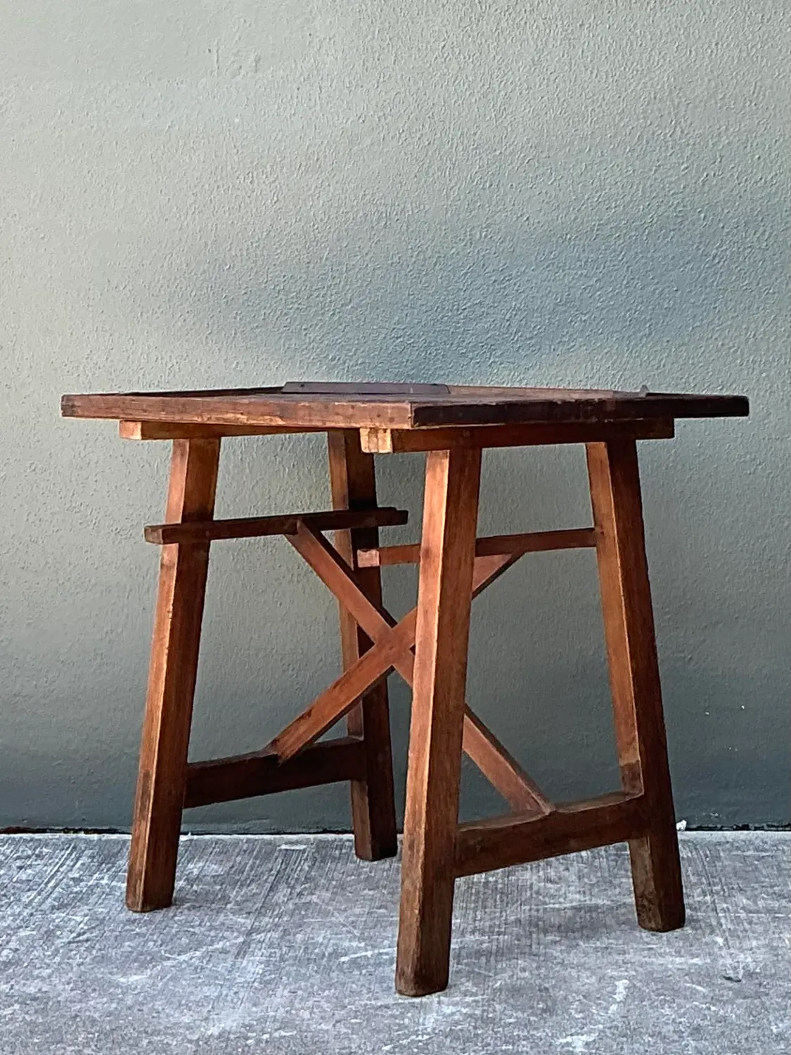 Vintage Primitive Side Table - Side view