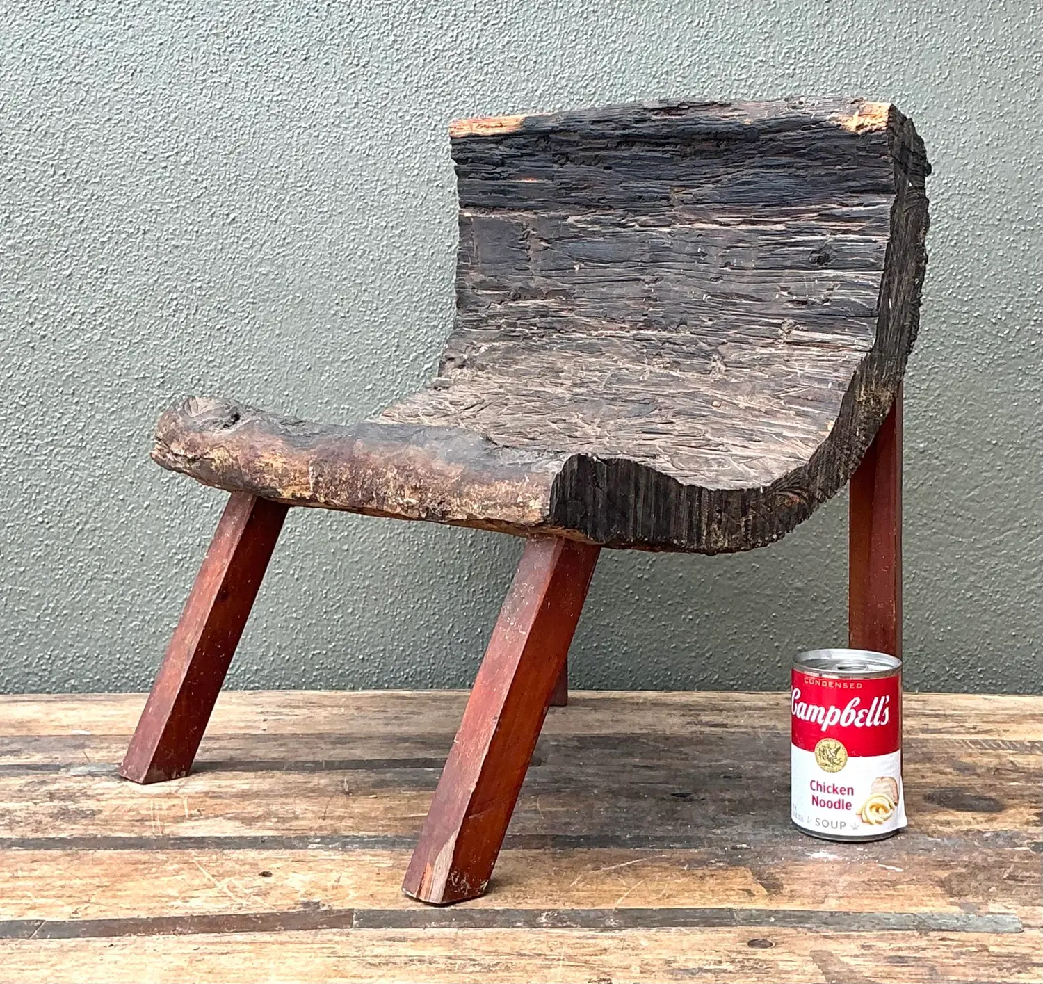Vintage Primitive Wood Slab Chair - Top view