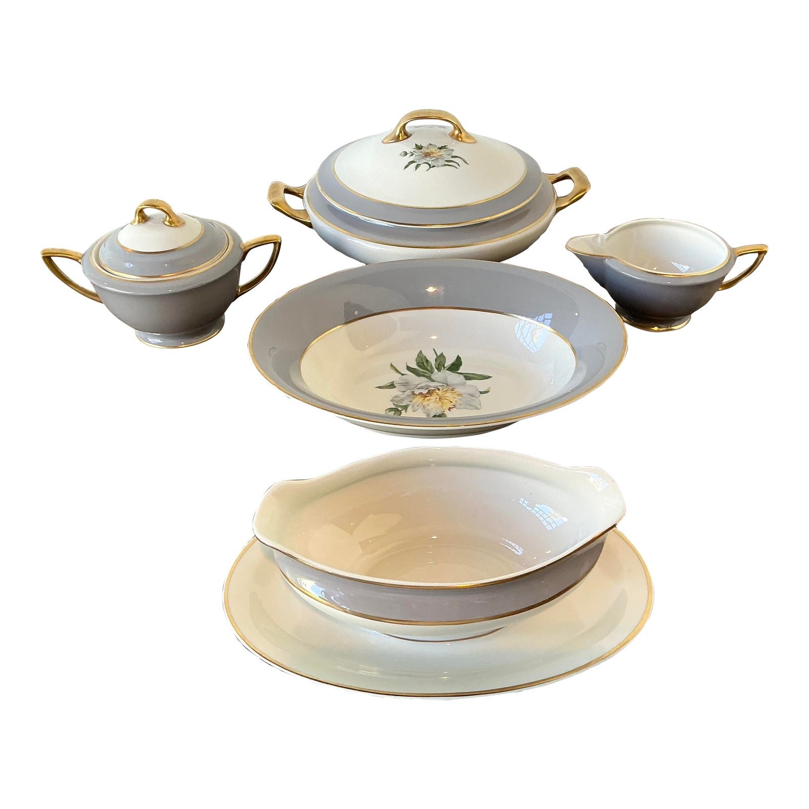 Vintage Princess China “Golden Peony” Serving Pieces - Set of 5