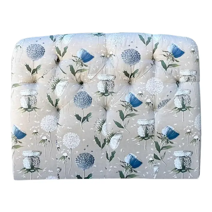 Vintage Printed Flower Upholstered Queen Headboard