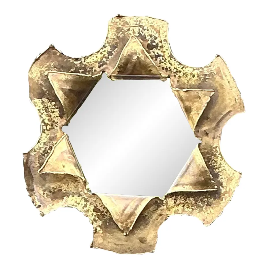 Vintage Punch Cut Brass Mirror