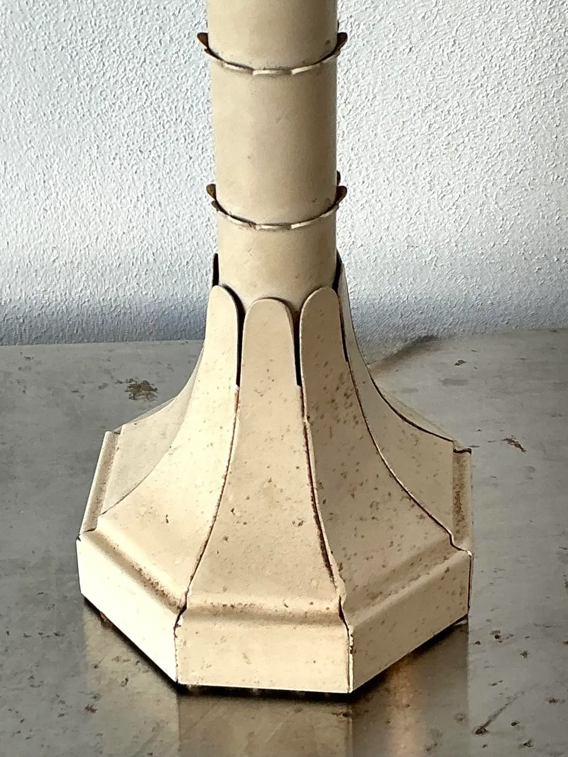 Vintage Punch Cut Metal Palm Lamp - Back view