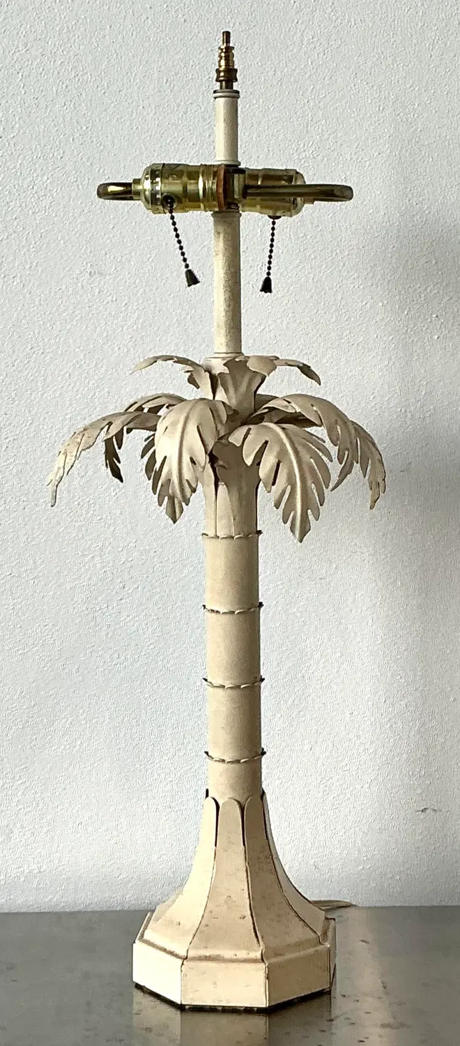 Vintage Punch Cut Metal Palm Lamp - Top view
