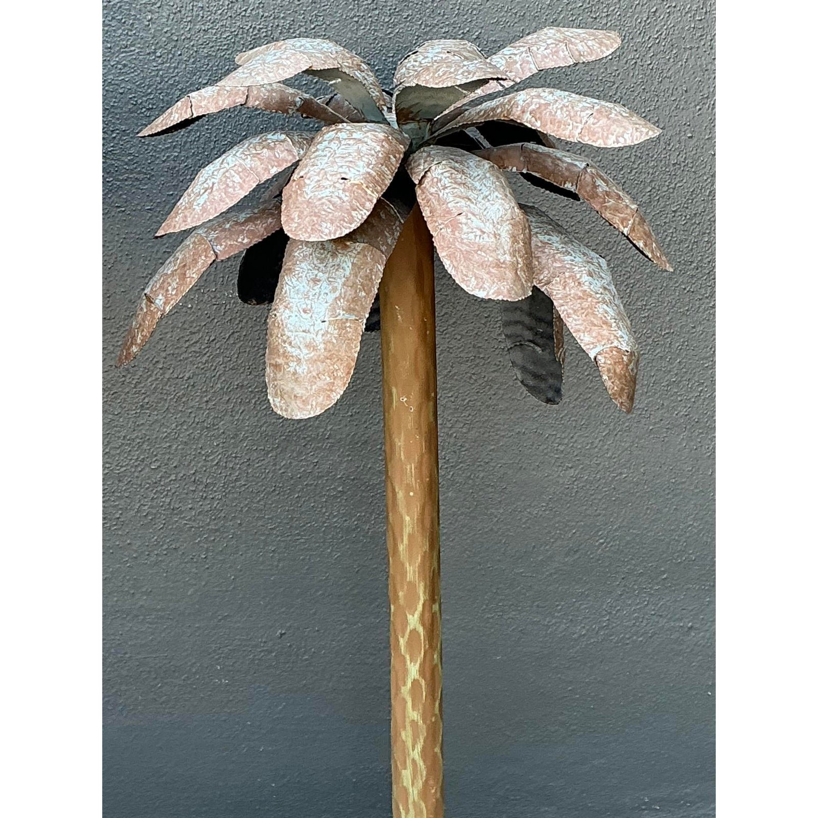 Vintage Punch Cut Tole Palm Trees - A Pair - Back view