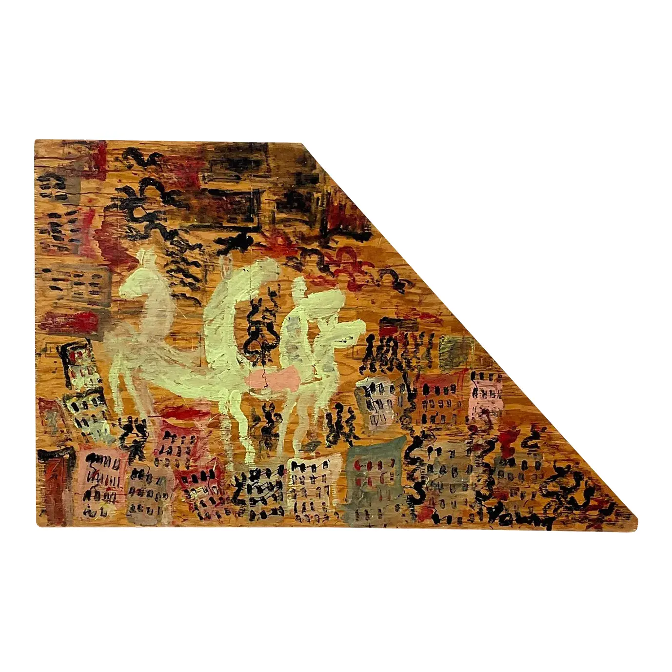 Vintage Purvis Young Abstract Painting on Wood