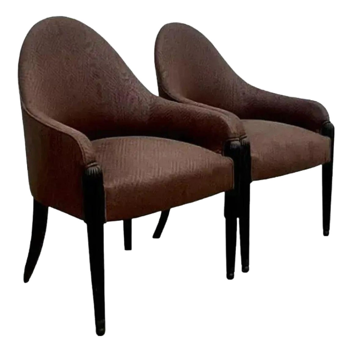 Vintage Quilted Brown High Back Side Chairs After Donghia - Set of 2 - Detail view