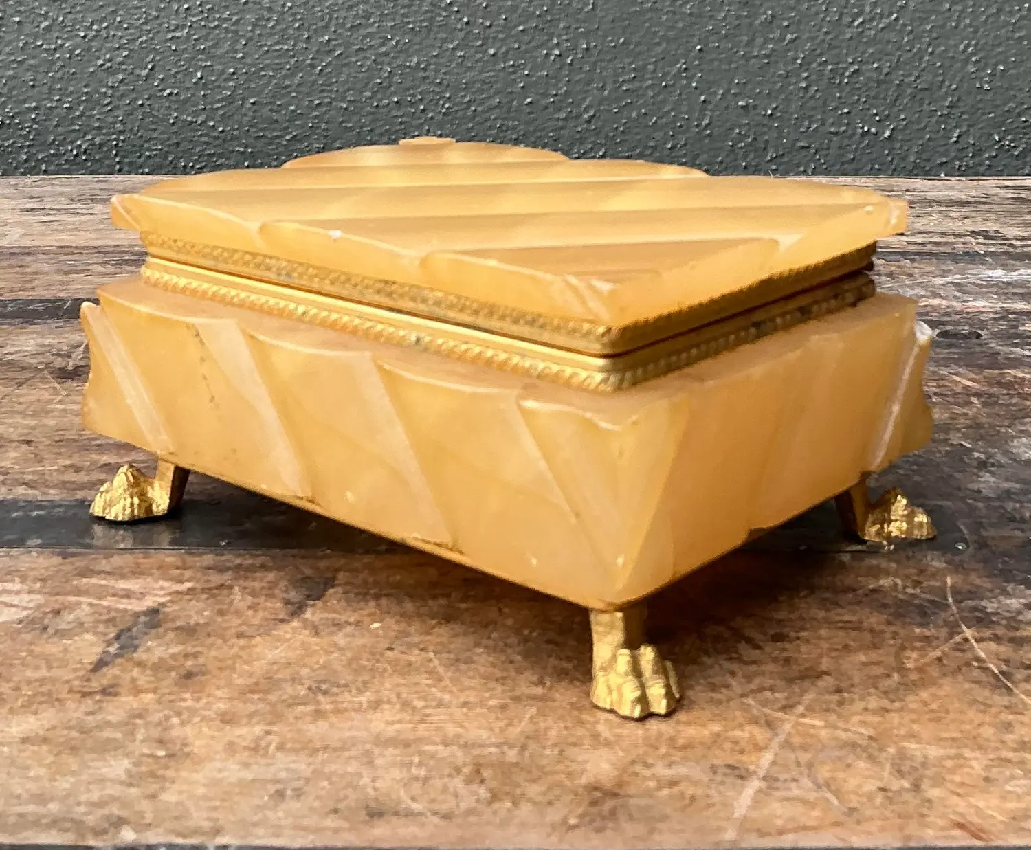 Vintage Quilted Onyx Box - Top view