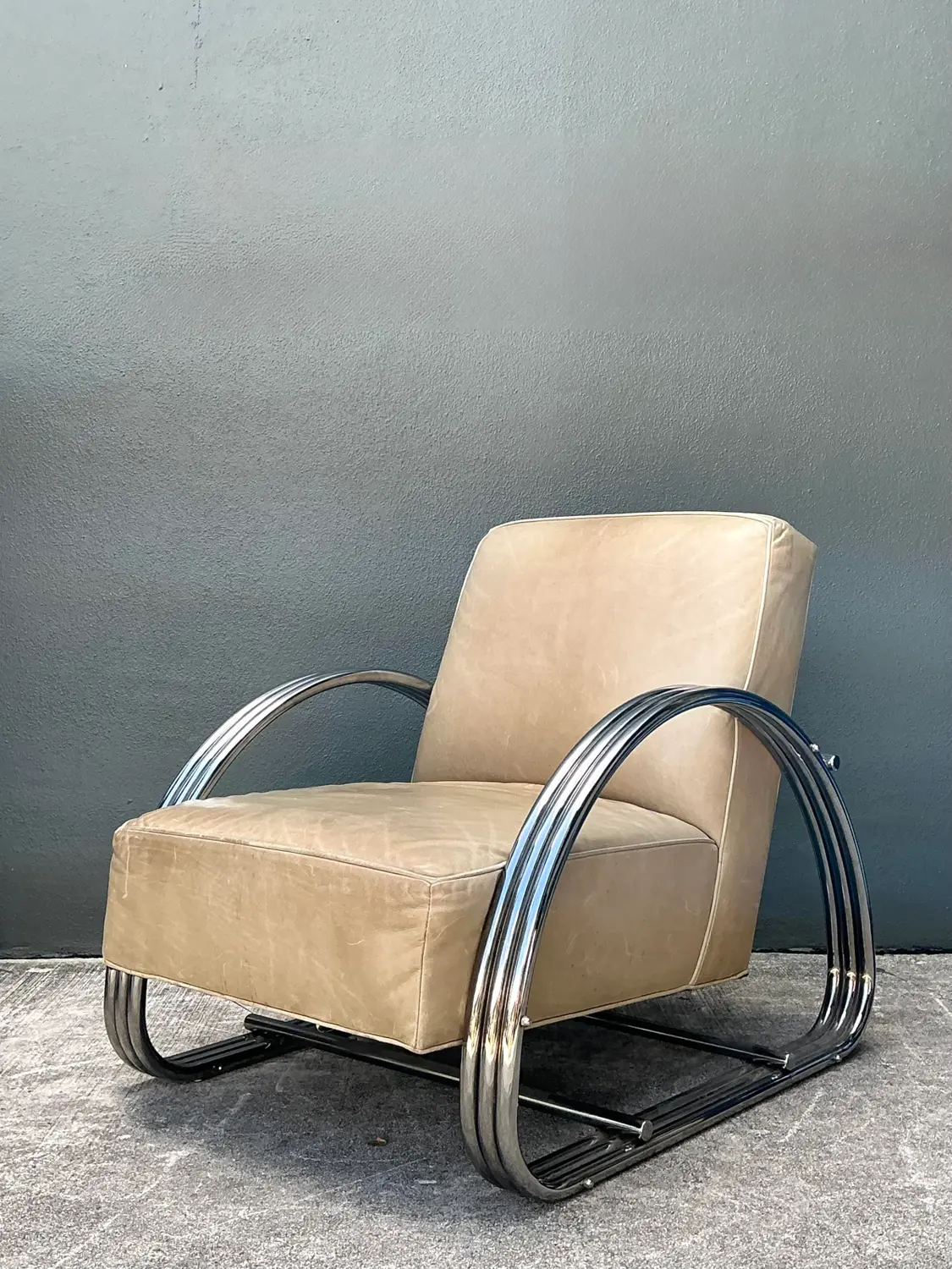 Vintage Ralph Lauren Hudson Street Leather Lounge Chair - Detail view