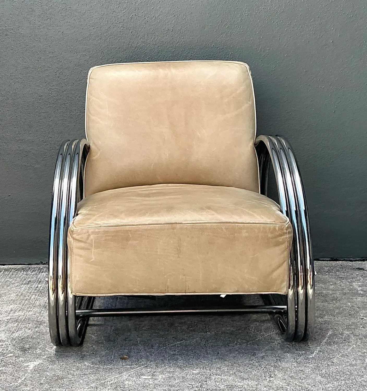 Vintage Ralph Lauren Hudson Street Leather Lounge Chair - Back view