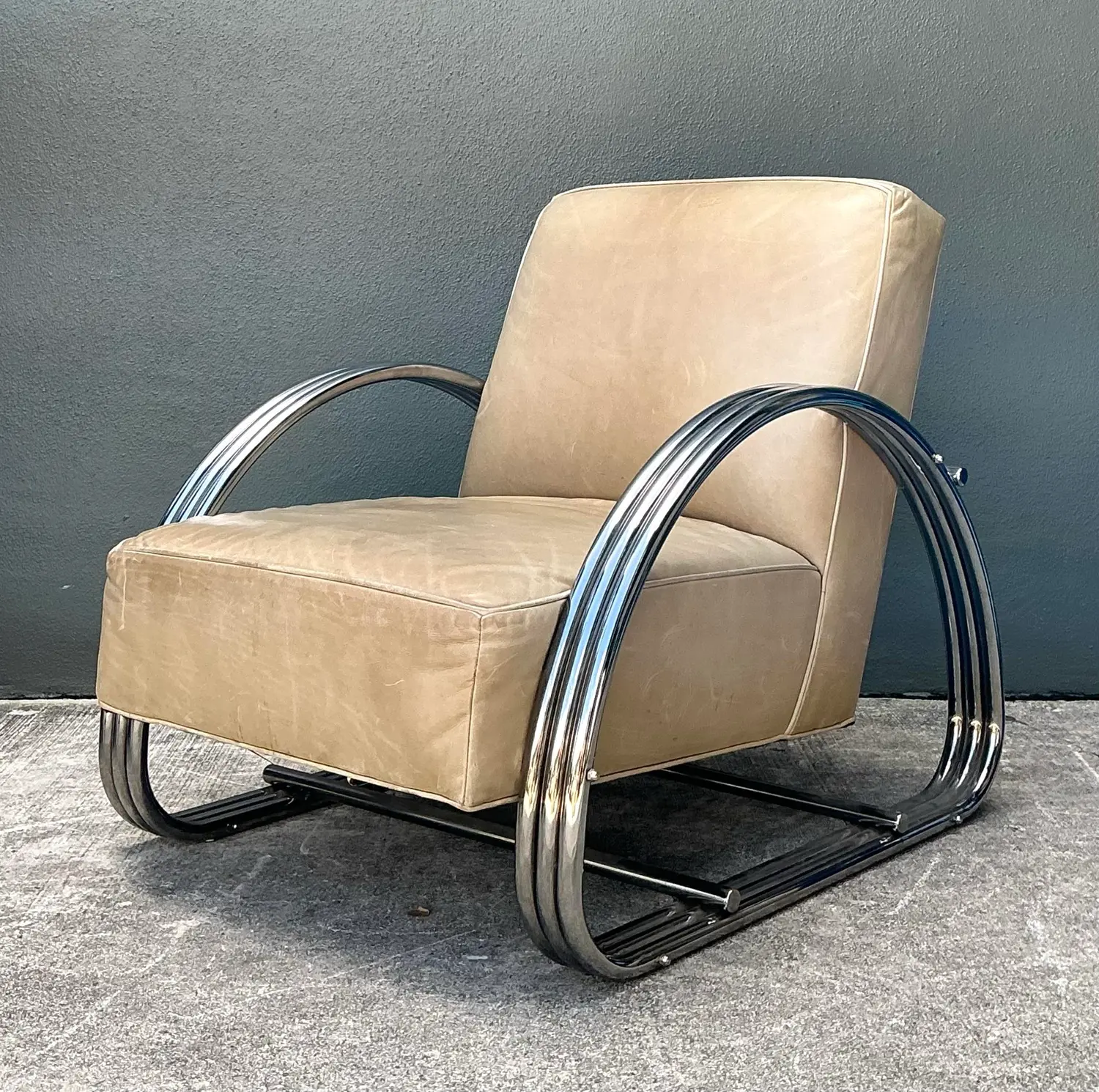 Vintage Ralph Lauren Hudson Street Leather Lounge Chair - Top view