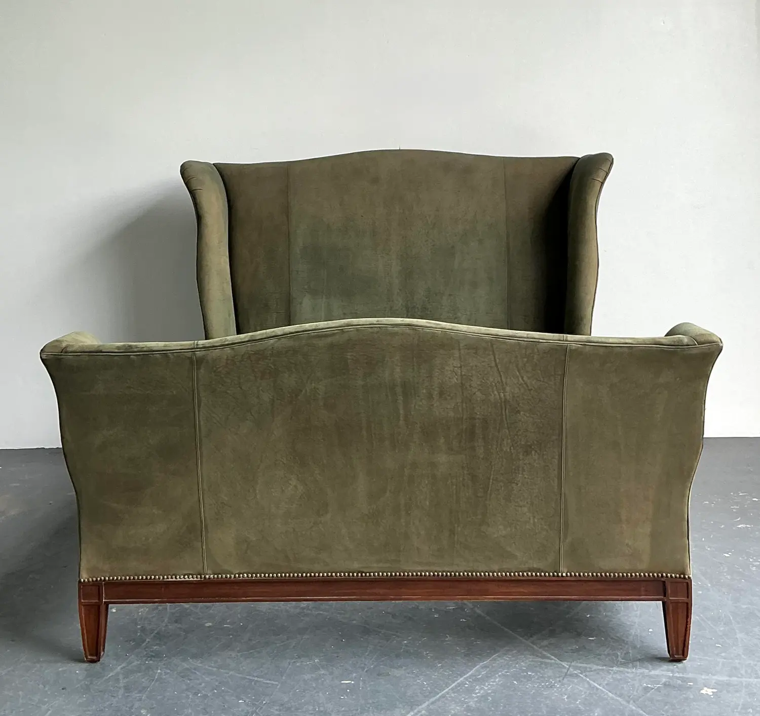 Vintage Ralph Lauren King Nubuck Suede Wing Back Bed
