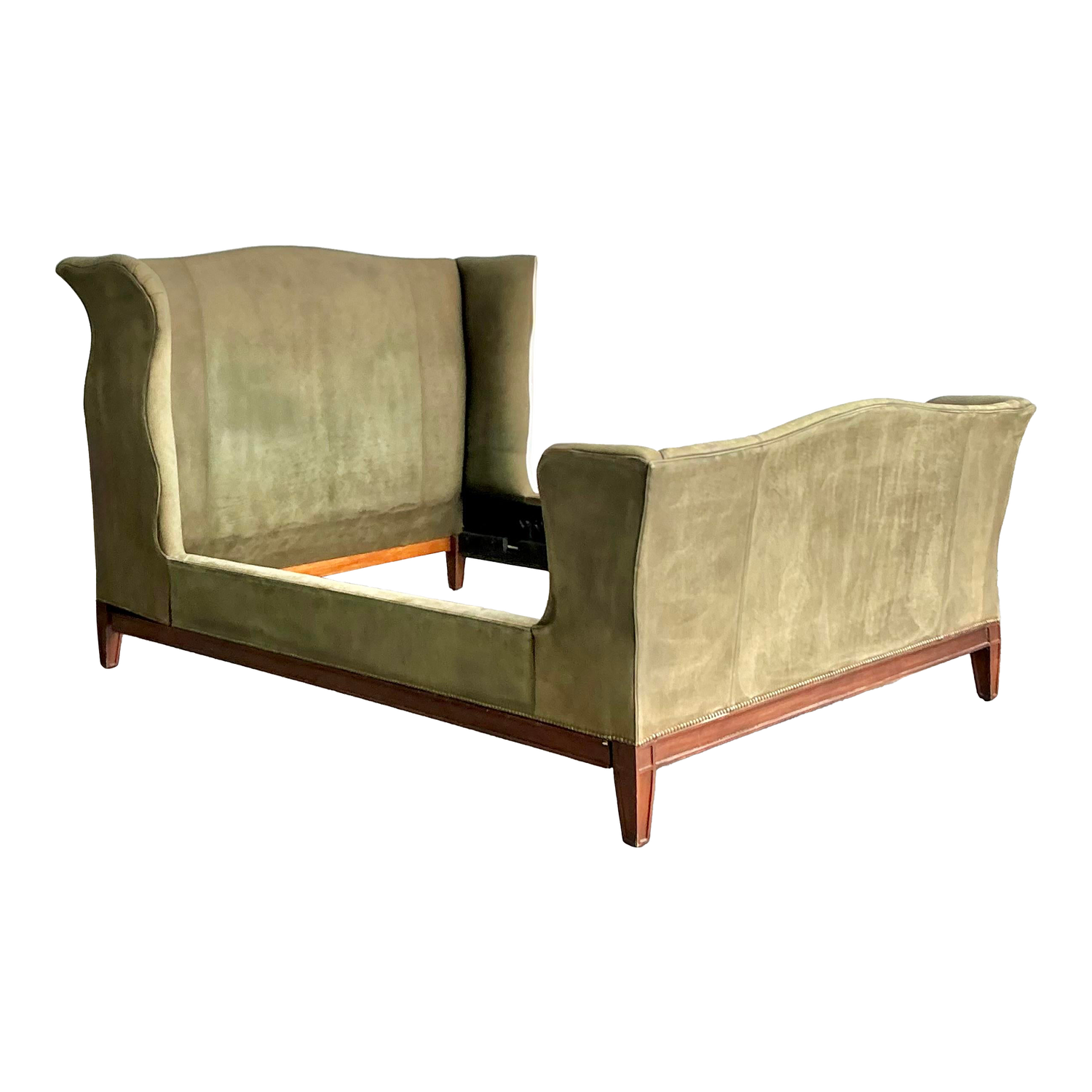 Vintage Ralph Lauren King Nubuck Suede Wing Back Bed - Detail view