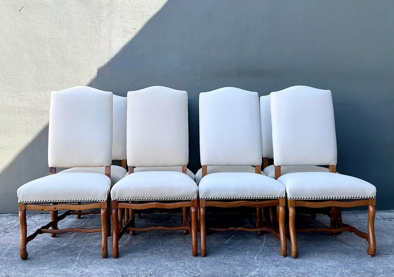 Vintage Ralph Lauren Nailhead Os De Mouton Dining Chairs - Set of 8 - Side view
