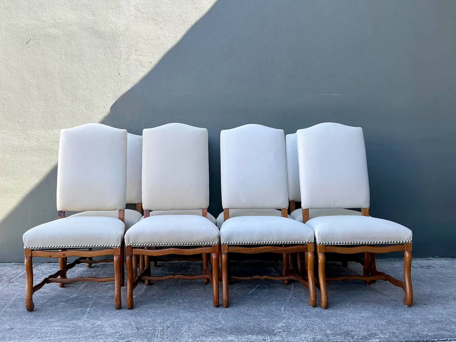 Vintage Ralph Lauren Nailhead Os De Mouton Dining Chairs - Set of 8 - Back view
