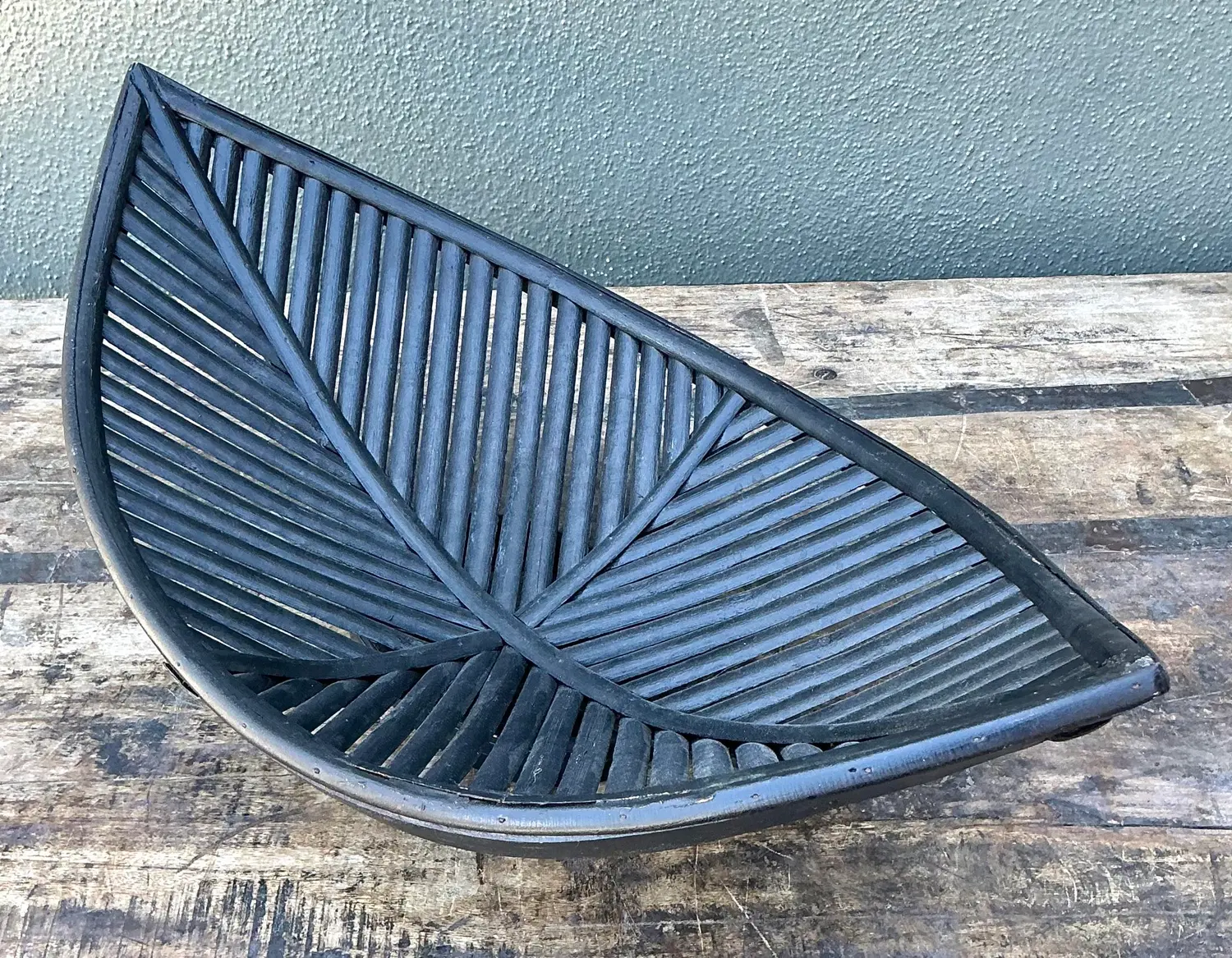 Vintage Rattan Leaf Bowl - Top view