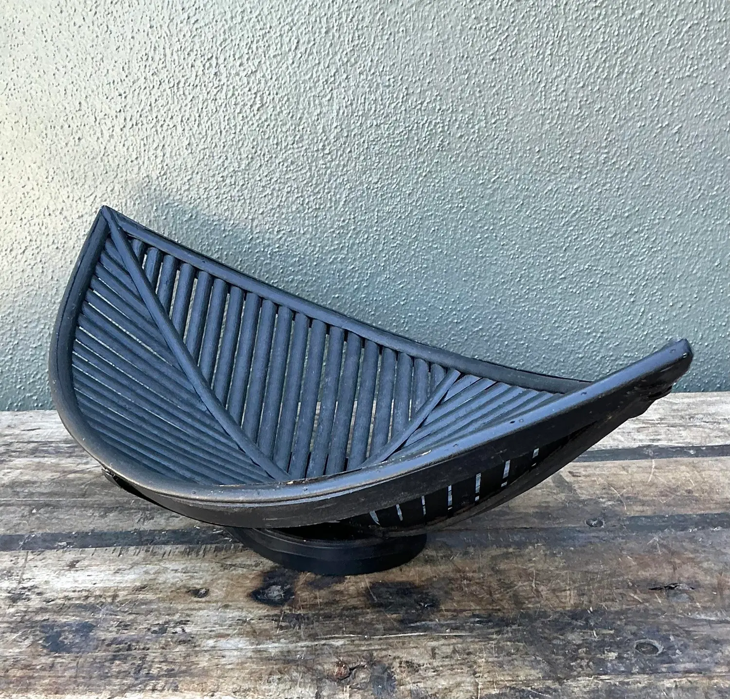 Vintage Rattan Leaf Bowl - Back view