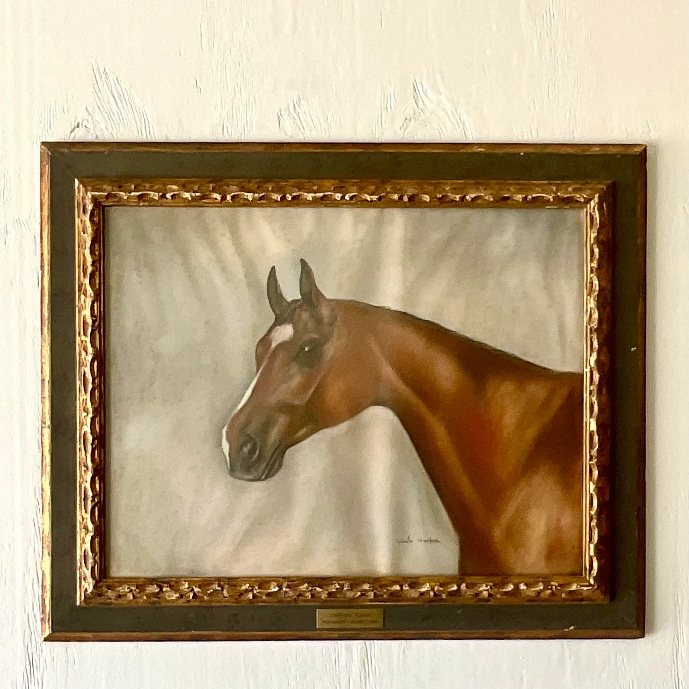 Vintage Realist Original Oil on Paper Painting “Captain Flash” Signed - Detail view