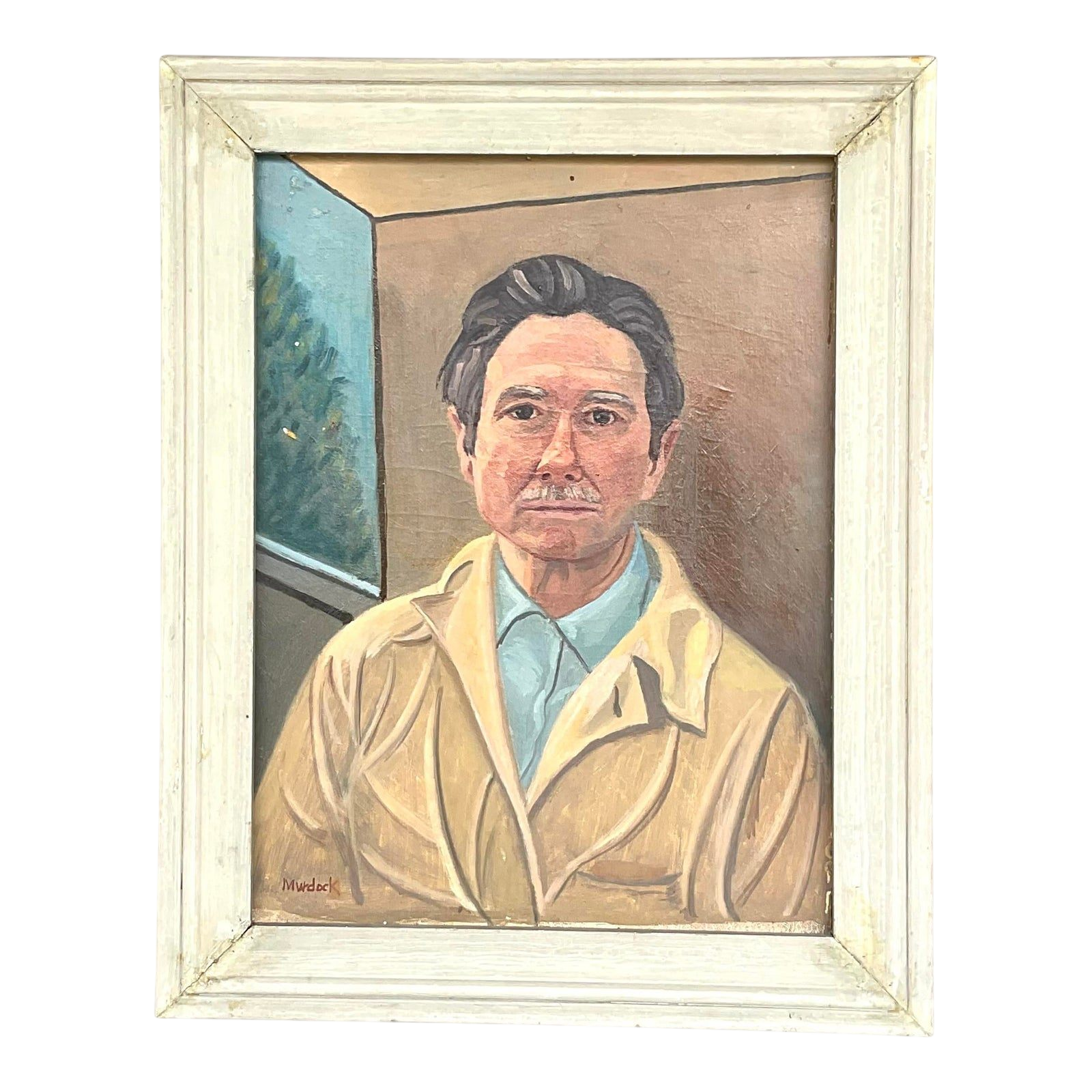 Vintage Realist Original Oil Portrait Painting Signed Murdock