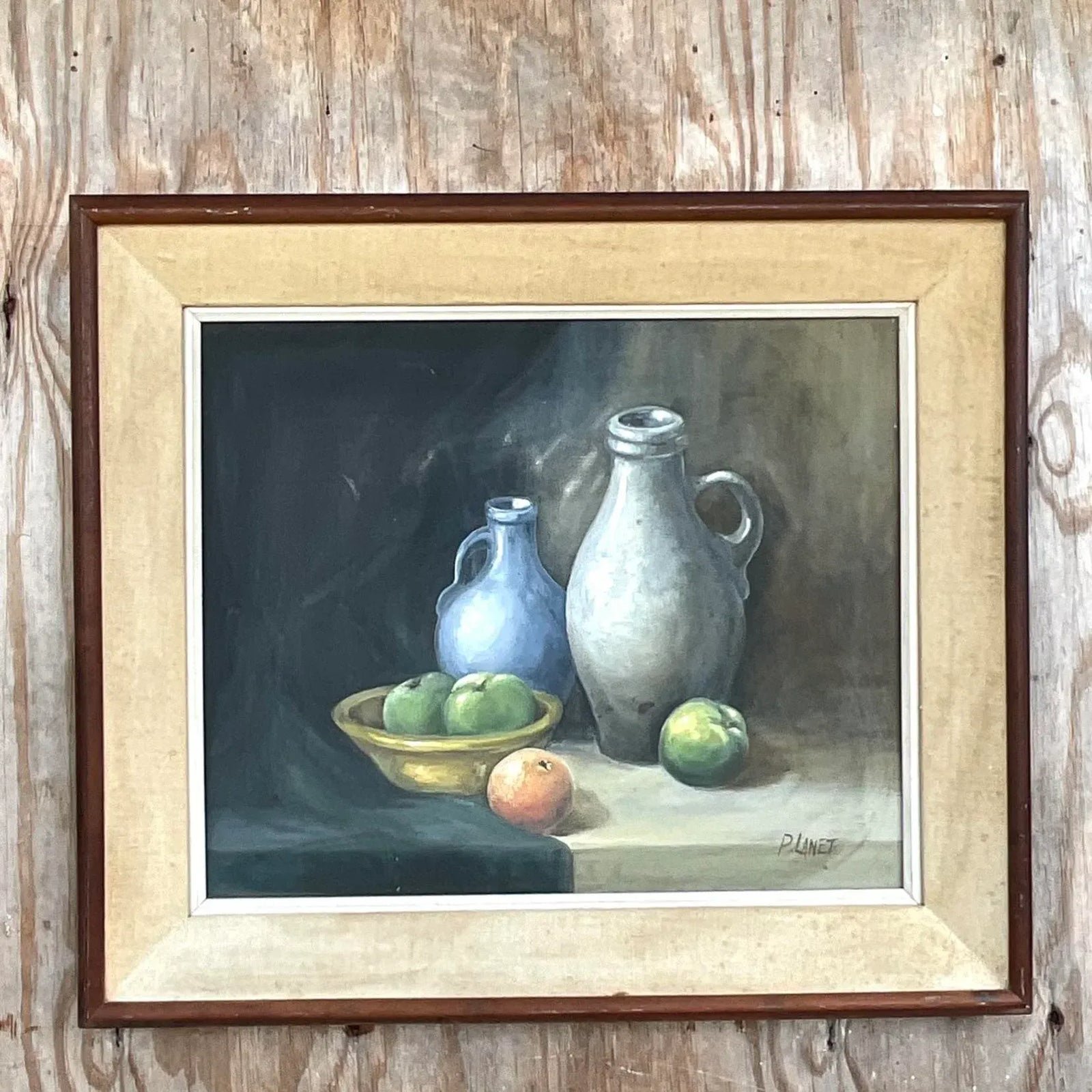 Vintage Realist Tabletop Signed Original Oil Still Life Painting - Detail view