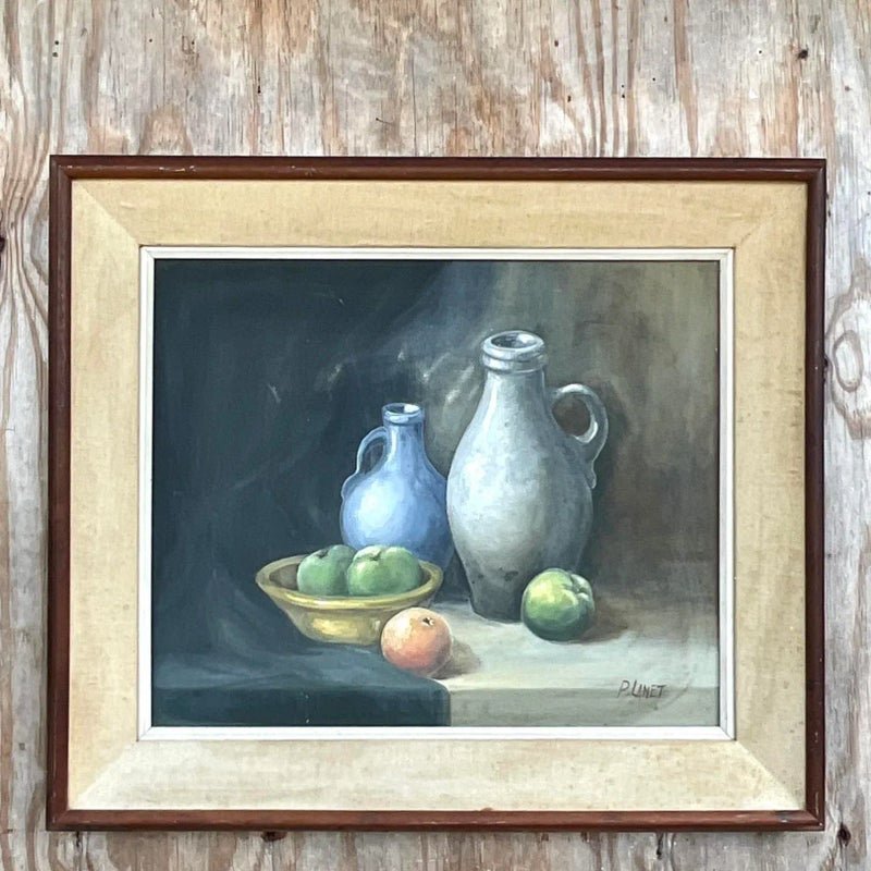 Vintage Realist Tabletop Signed Original Oil Still Life Painting - Top view