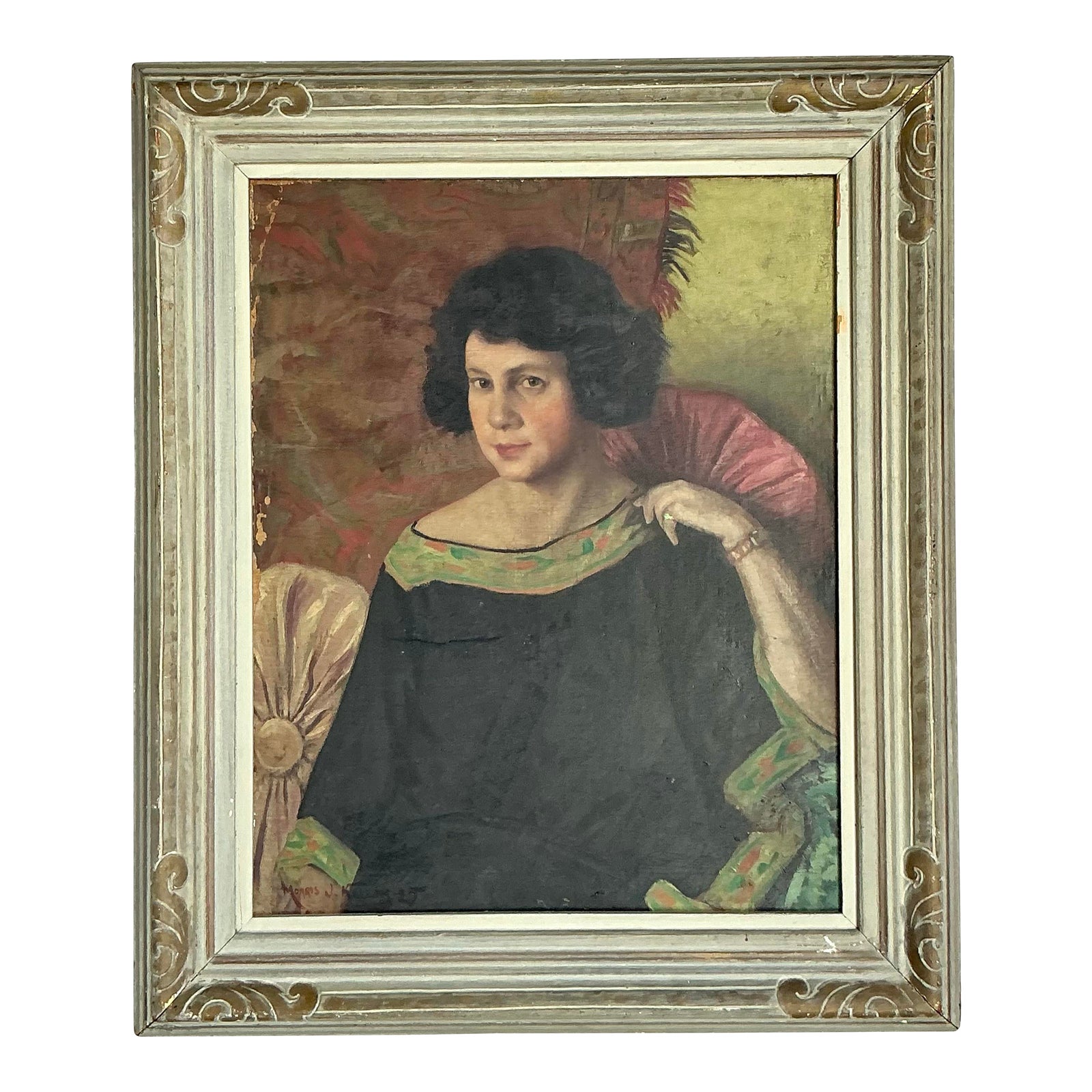 Vintage Regency 1925 Original Portrait of a Lady - Detail view