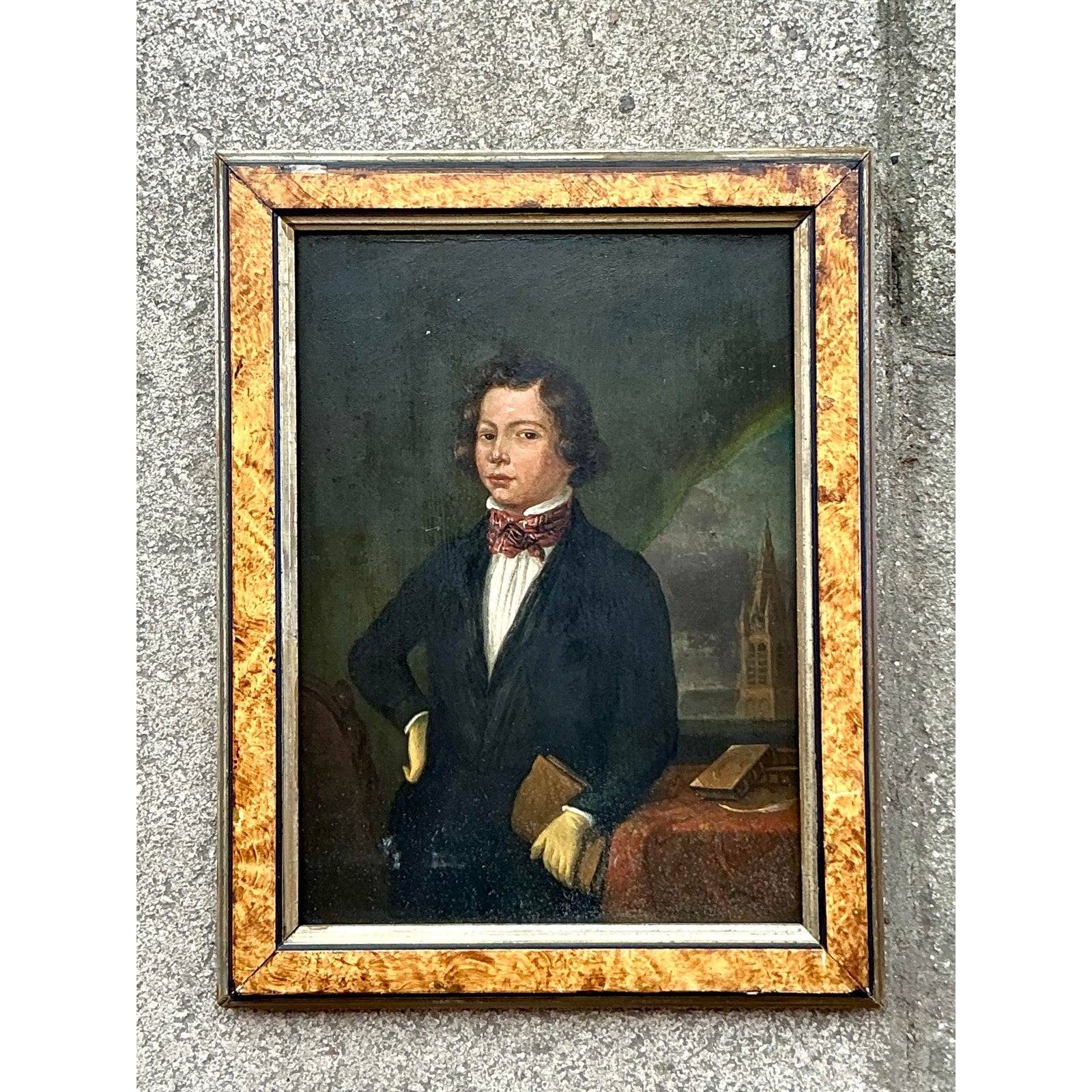 Vintage Regency 19th Century Original Oil Portrait - Detail view