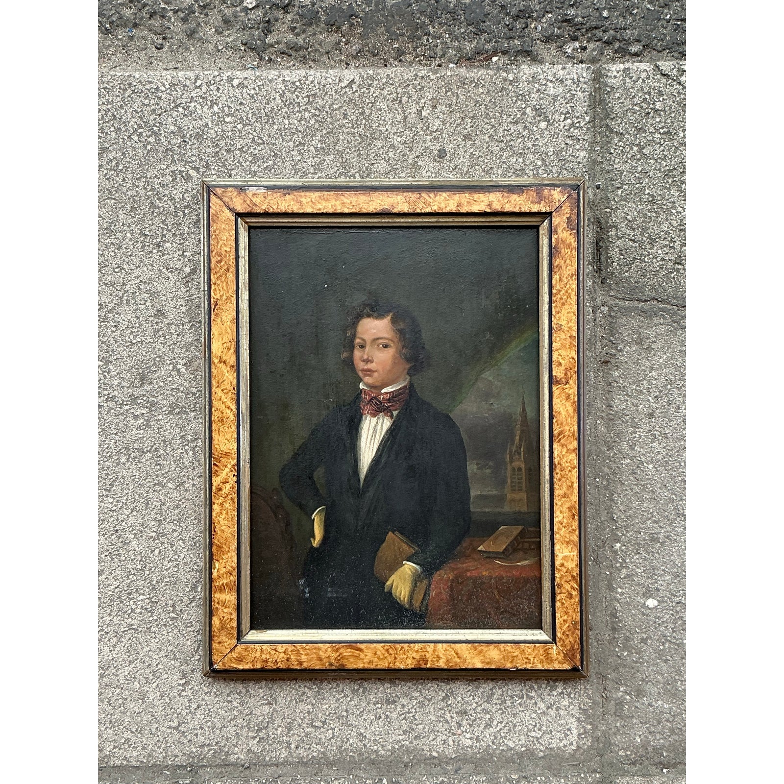Vintage Regency 19th Century Original Oil Portrait - Side view