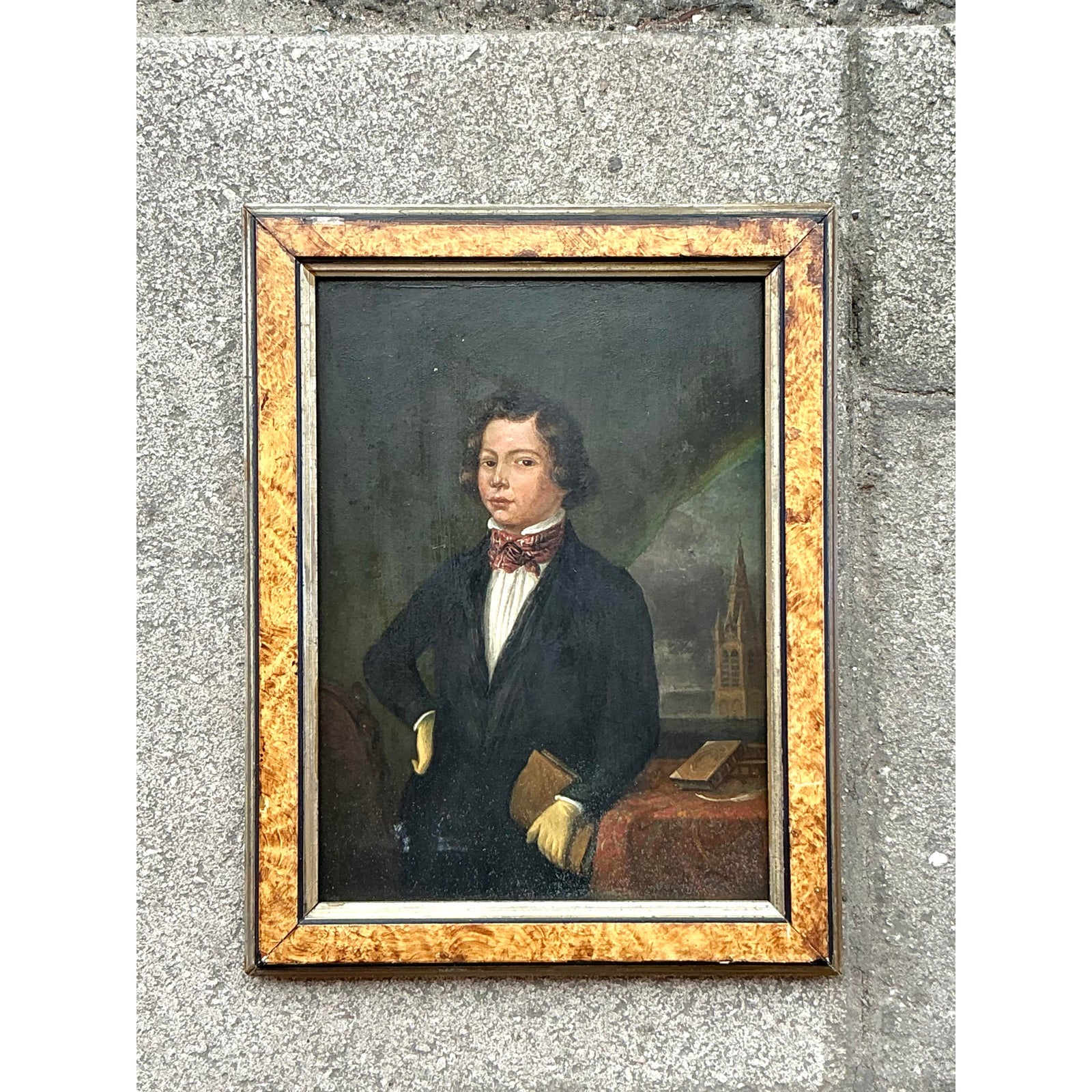 Vintage Regency 19th Century Original Oil Portrait - Back view