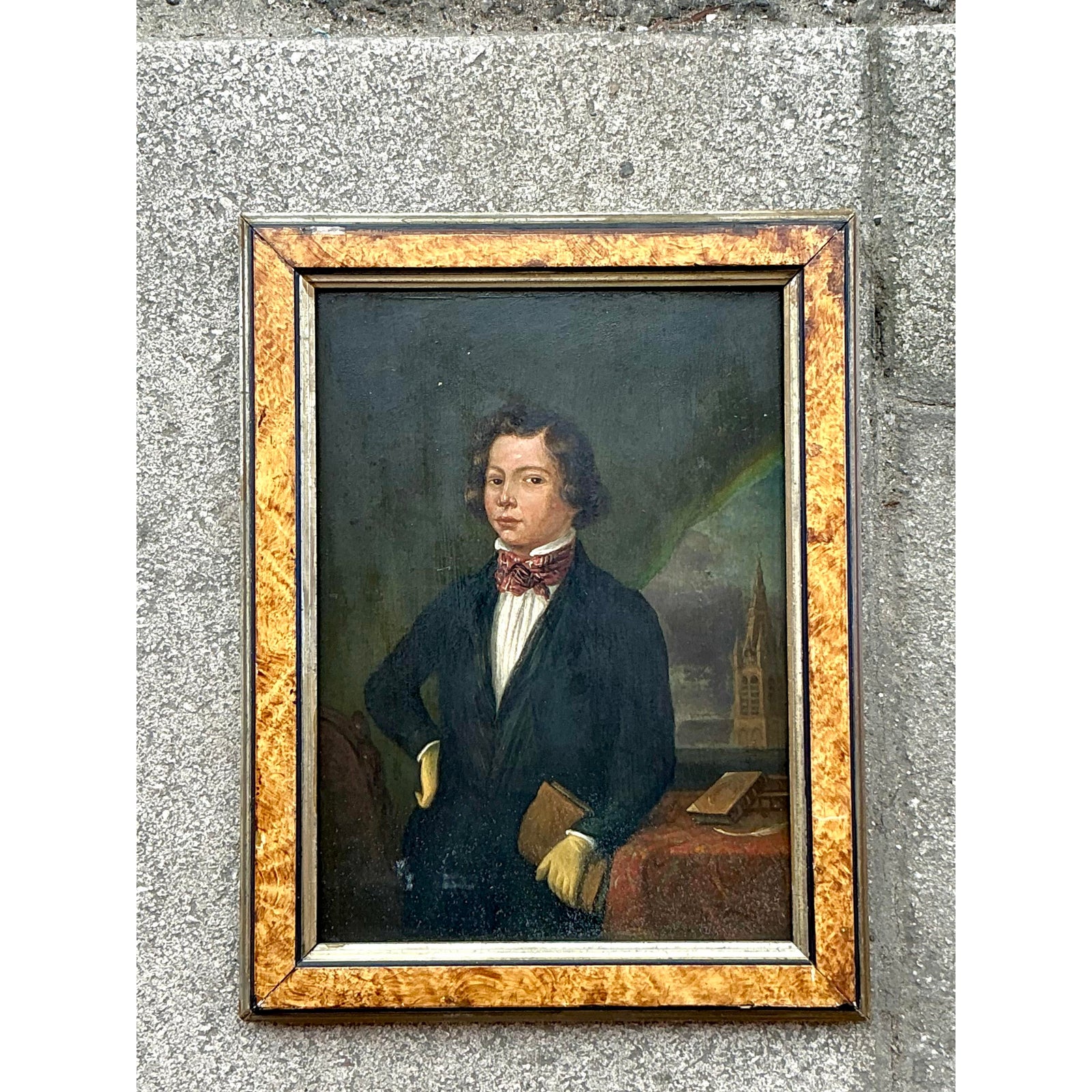 Vintage Regency 19th Century Original Oil Portrait - Top view