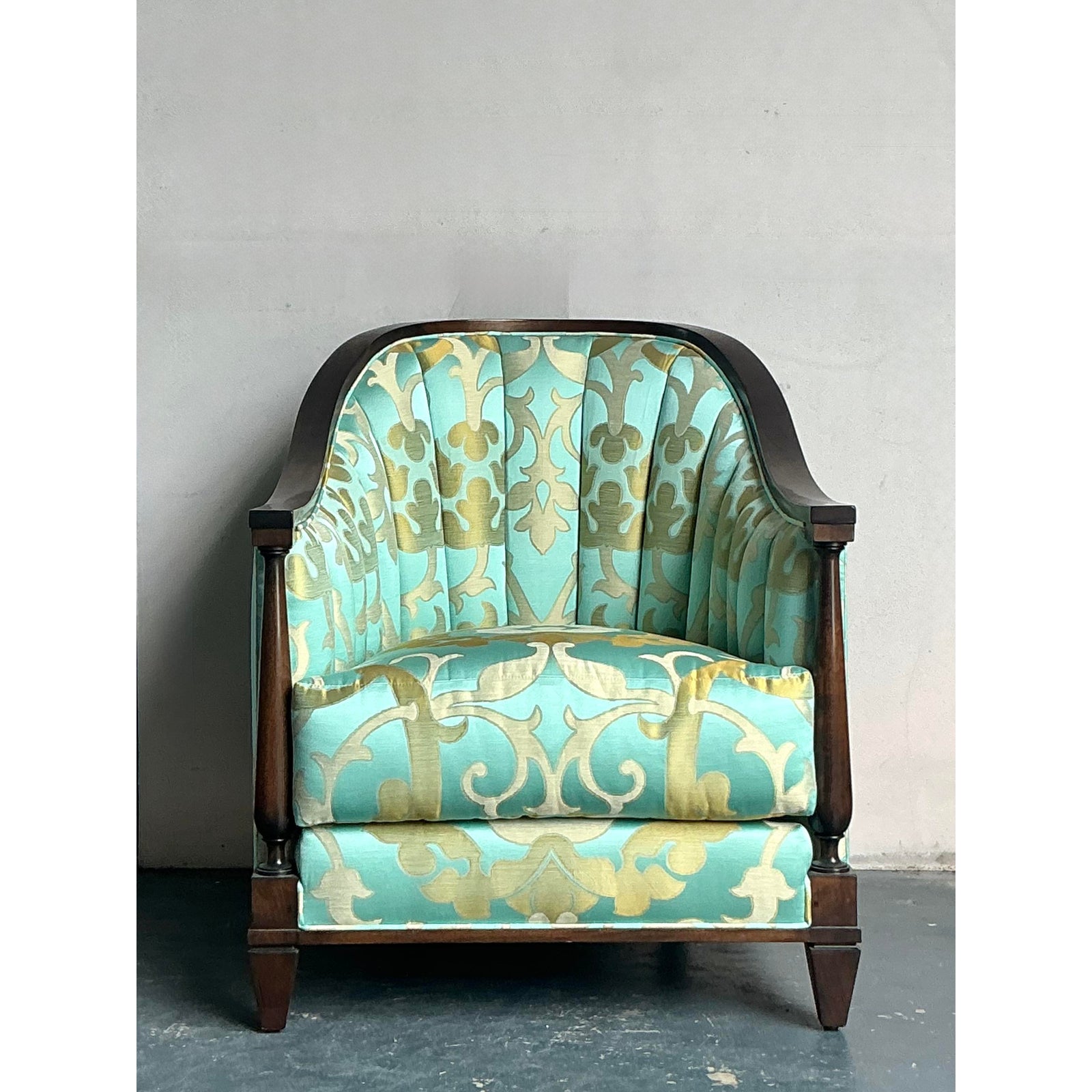 Vintage Regency Andre Arbus Channel Tufted Lounge Chair - Detail view