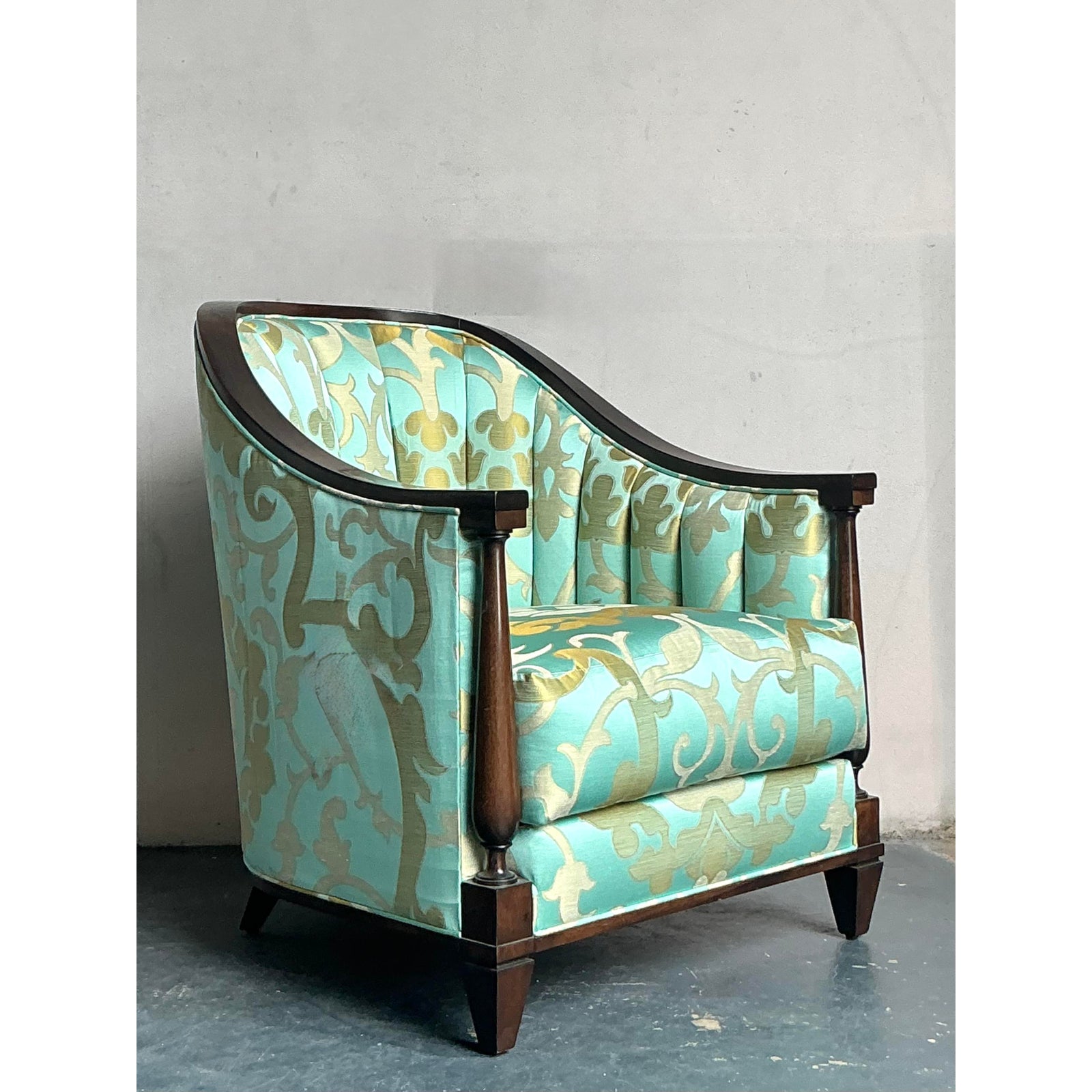Vintage Regency Andre Arbus Channel Tufted Lounge Chair - Back view