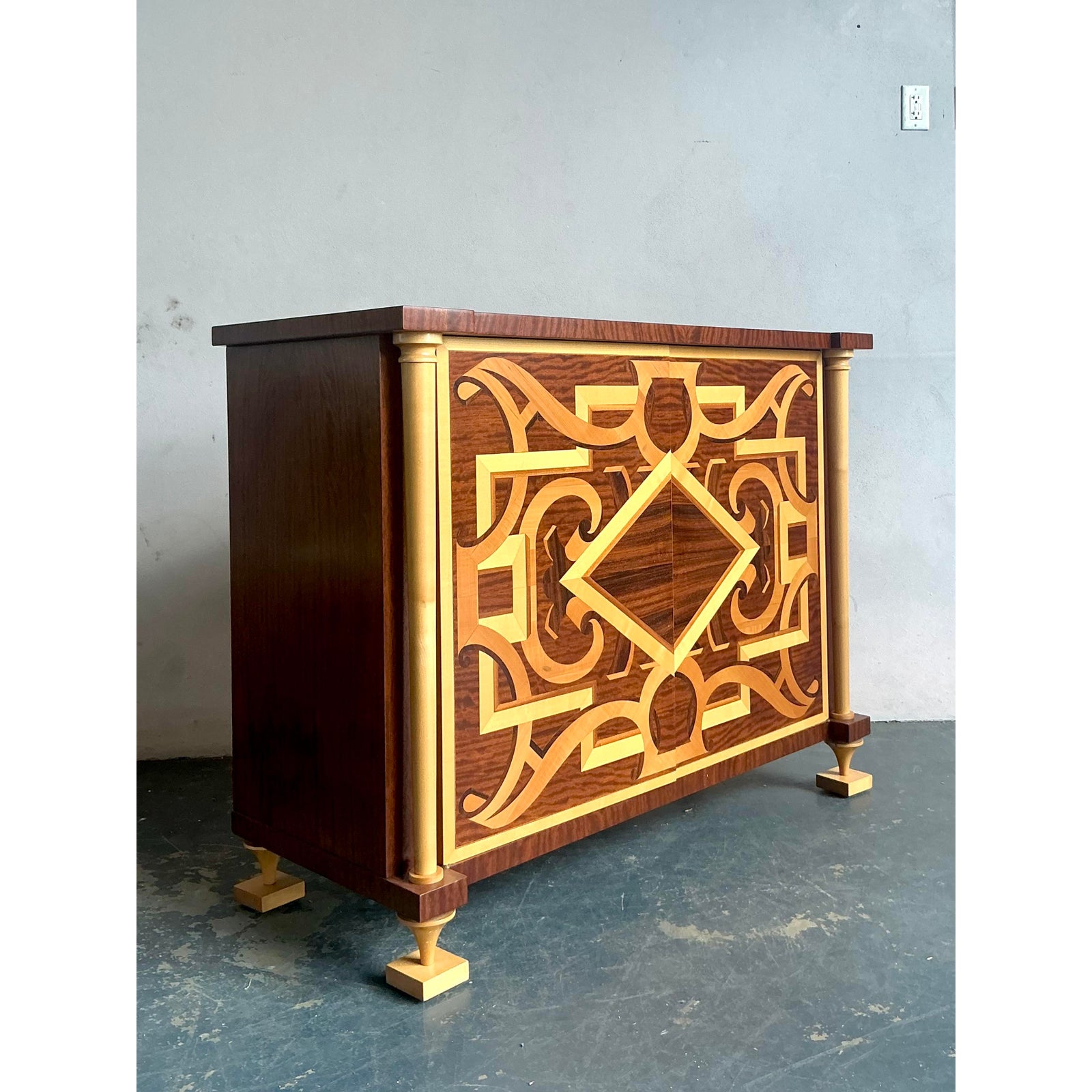 Vintage Regency Andre Arbus for William Switzer Marquetry Cabinet - Top view