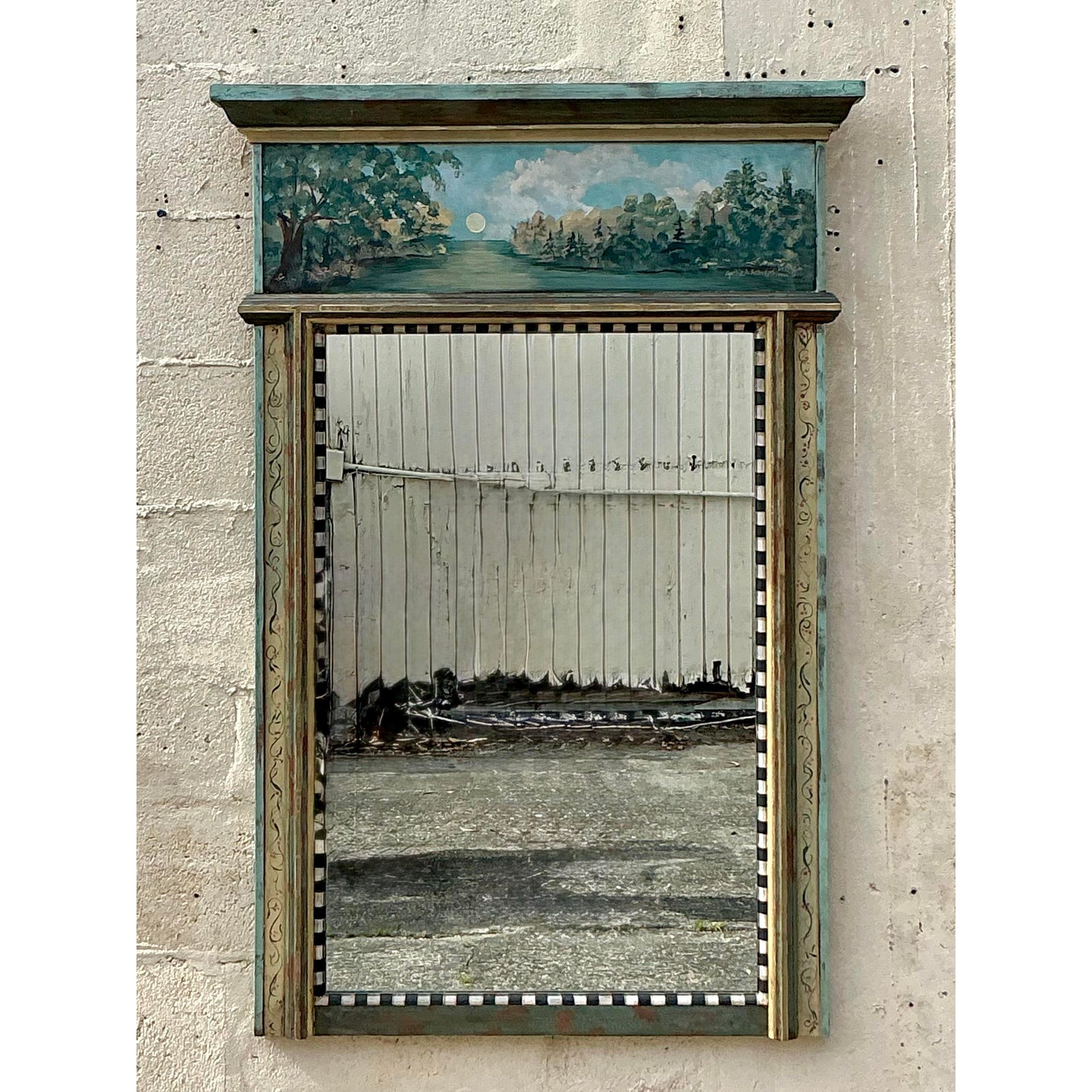 Vintage Regency Artisan Hand Painted Mirror - Back view