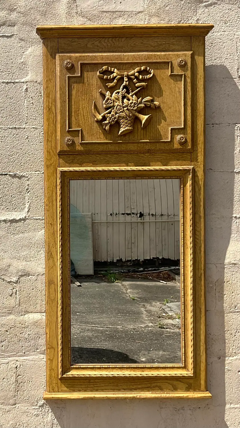 Vintage Regency Baker Trumeau Mirror - Top view