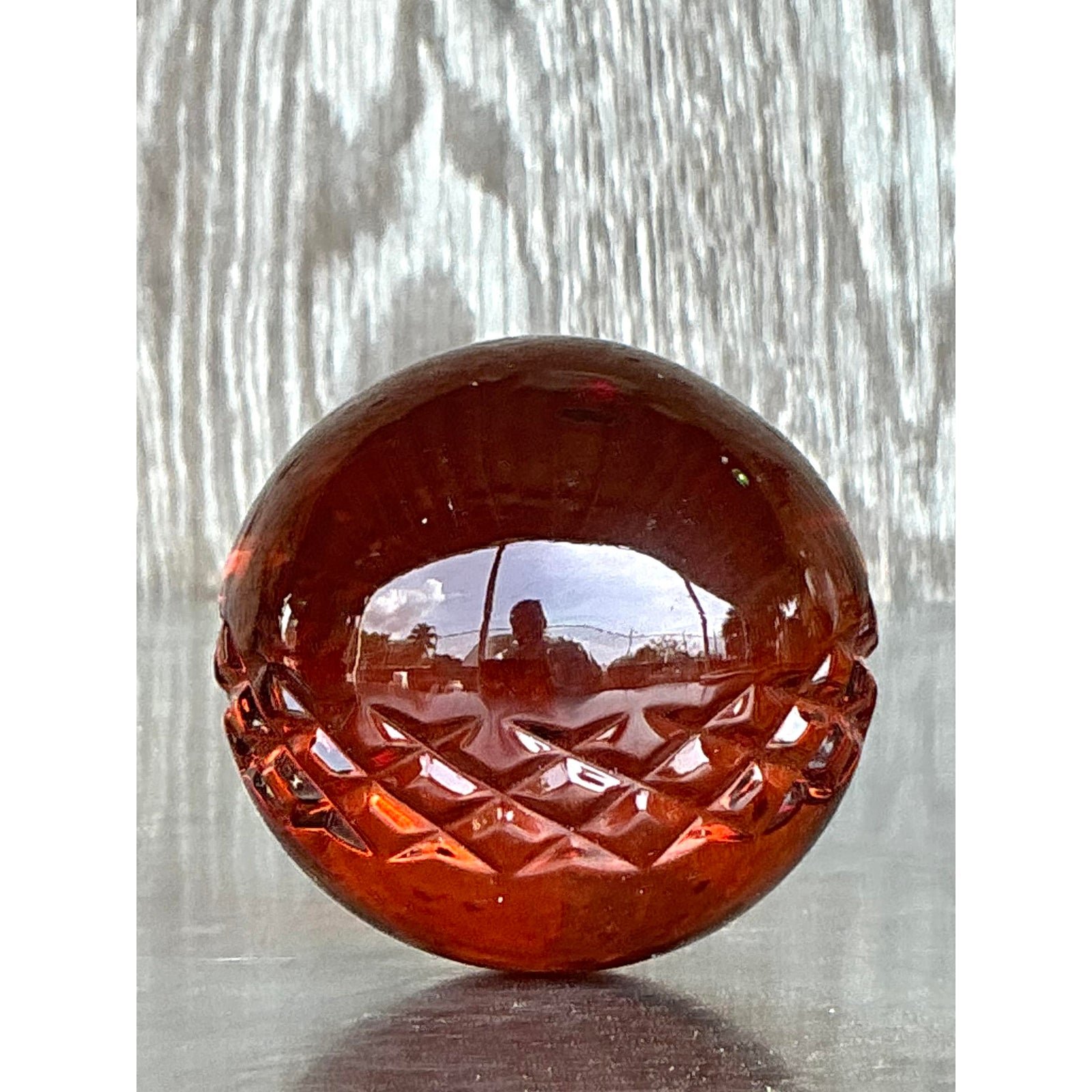 Vintage Regency Band Solid Glass Sphere - Back view