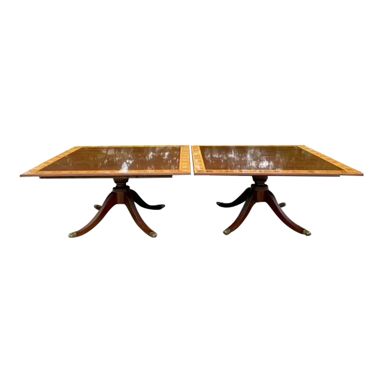 Vintage Regency Birdseye and Mahogany Square Dining Tables - a Pair - Detail view