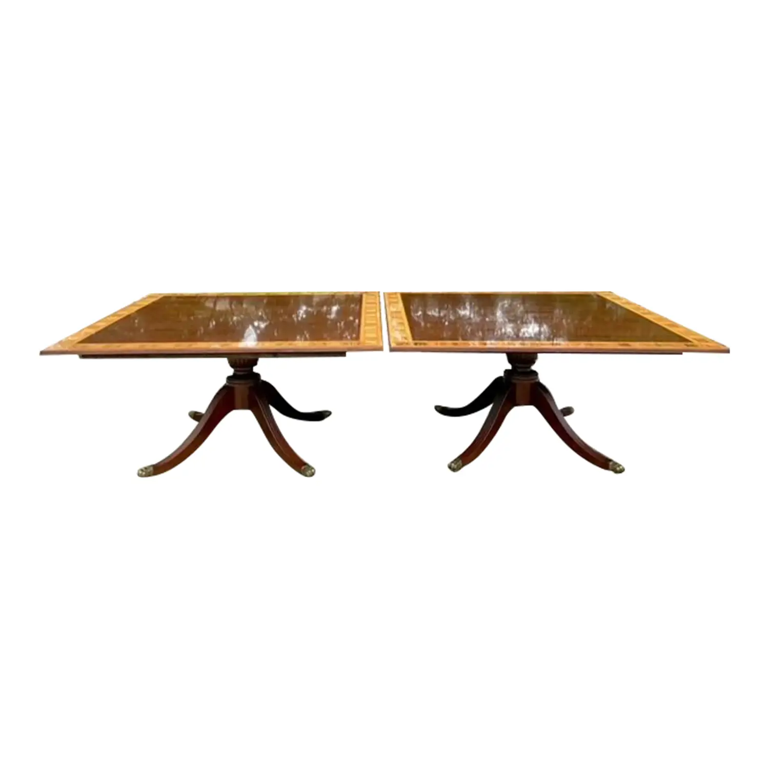 Vintage Regency Birdseye and Mahogany Square Dining Tables - a Pair