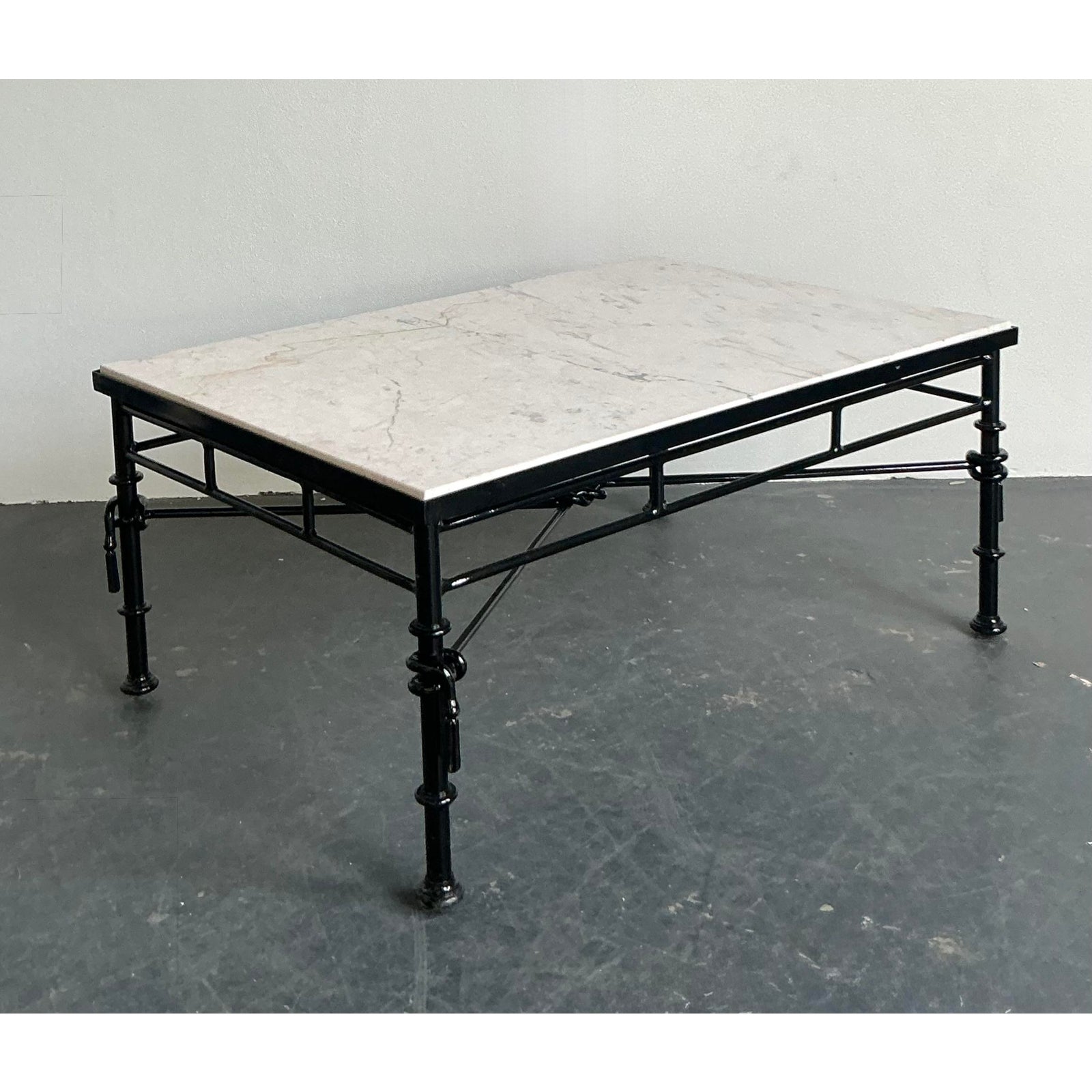 Vintage Regency Black Wrought Iron Coffee Table - Detail view