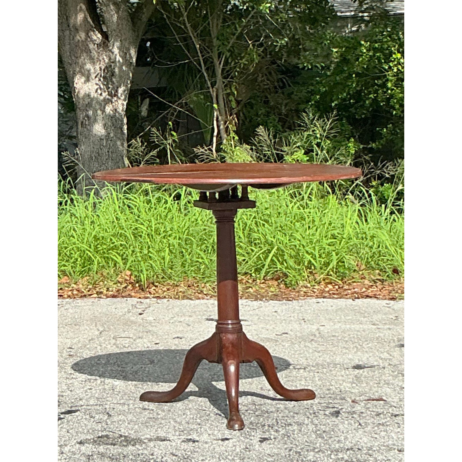 Vintage Regency Bookmatched Tilt Top Table - Top view