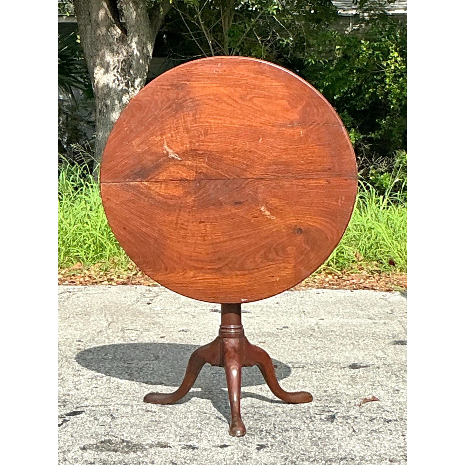 Vintage Regency Bookmatched Tilt Top Table - Side view