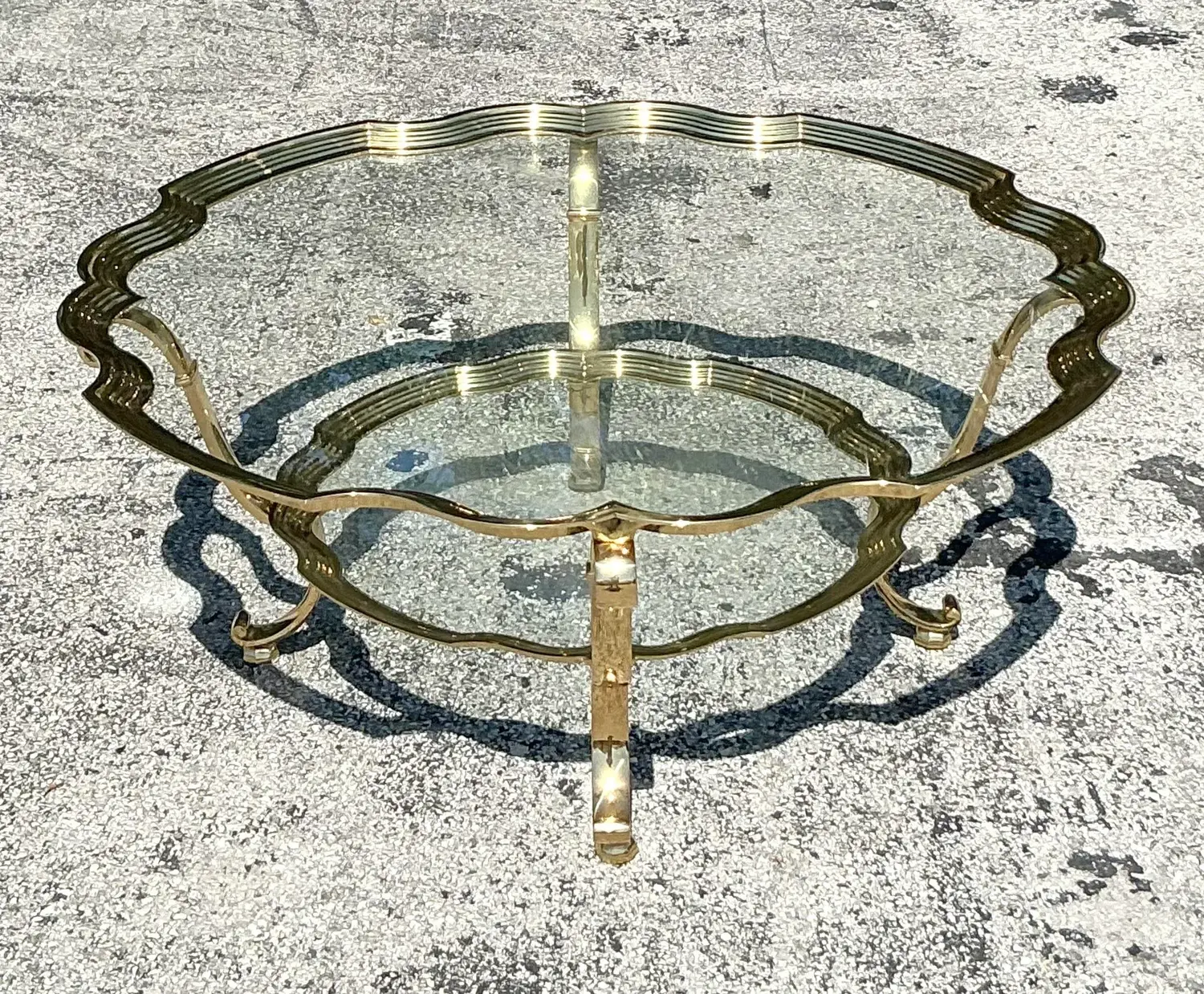 Vintage Regency Brass Coffee Table After LaBarge - Top view