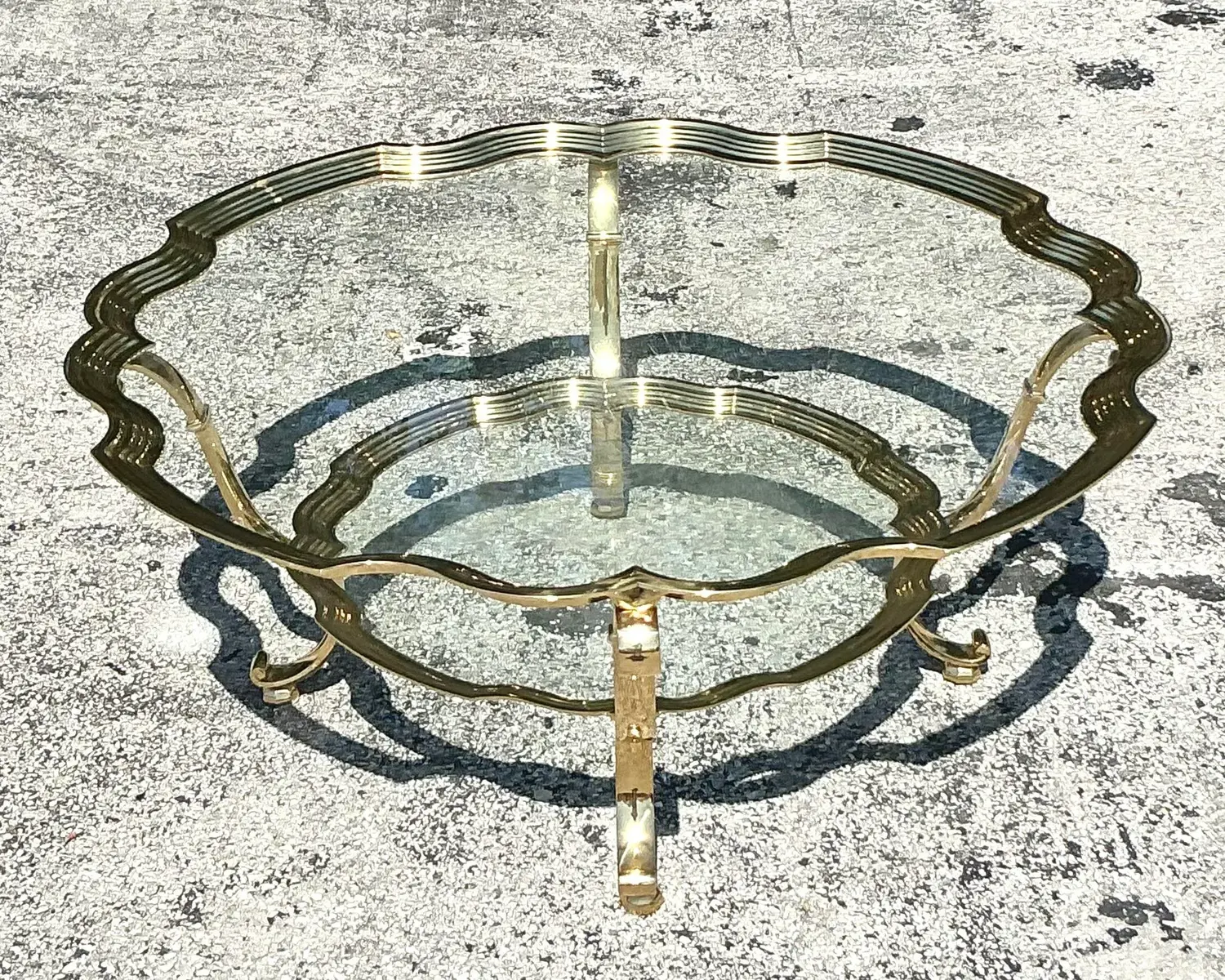 Vintage Regency Brass Coffee Table After LaBarge - Back view