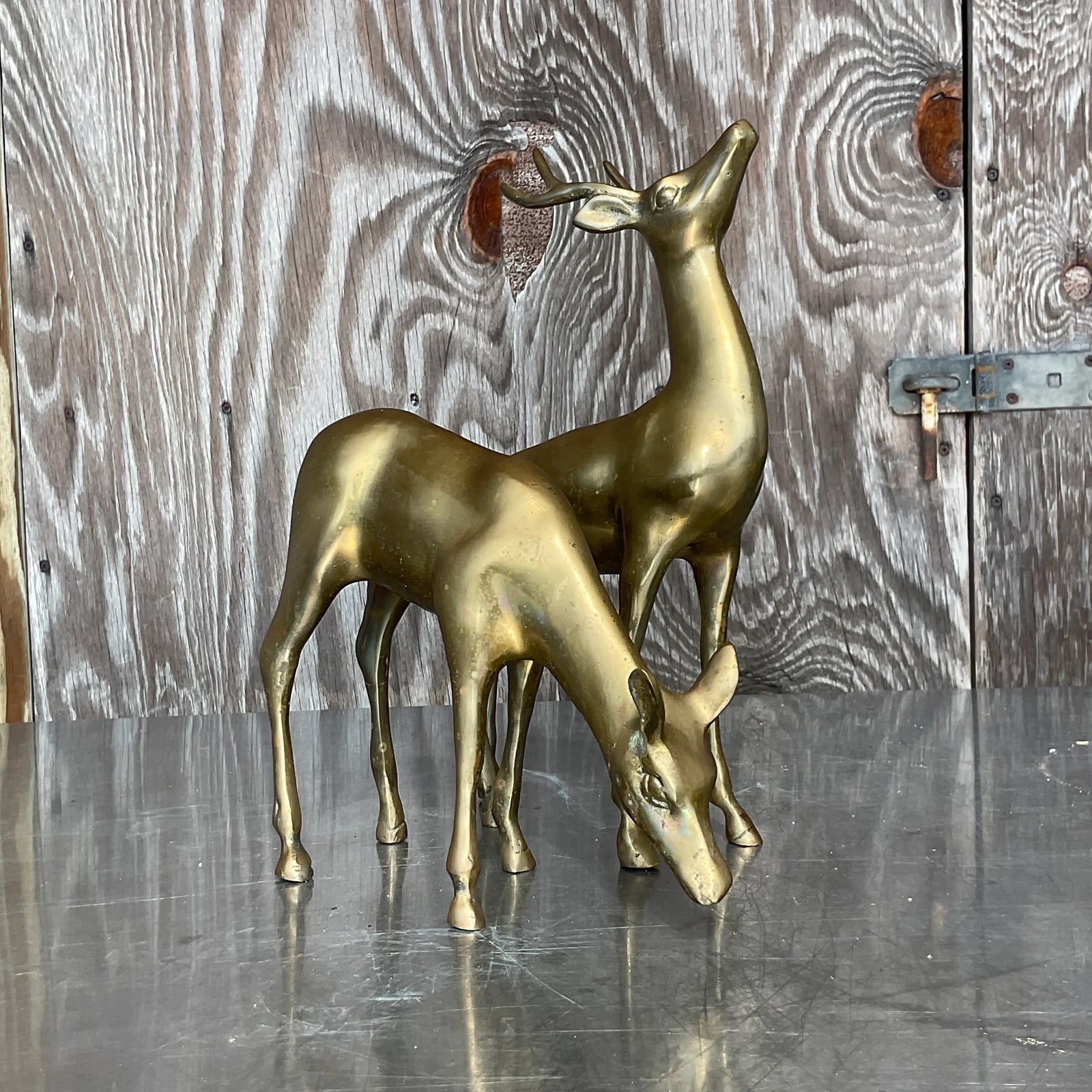 Vintage Regency Brass Deer - a Pair - Back view